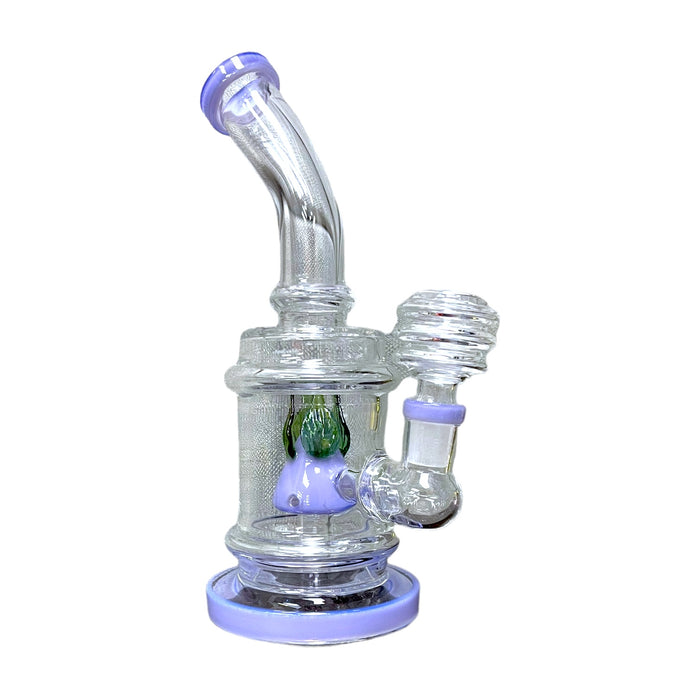7.5" Bent Neck w/ Leaf Perc Glass Water Pipe