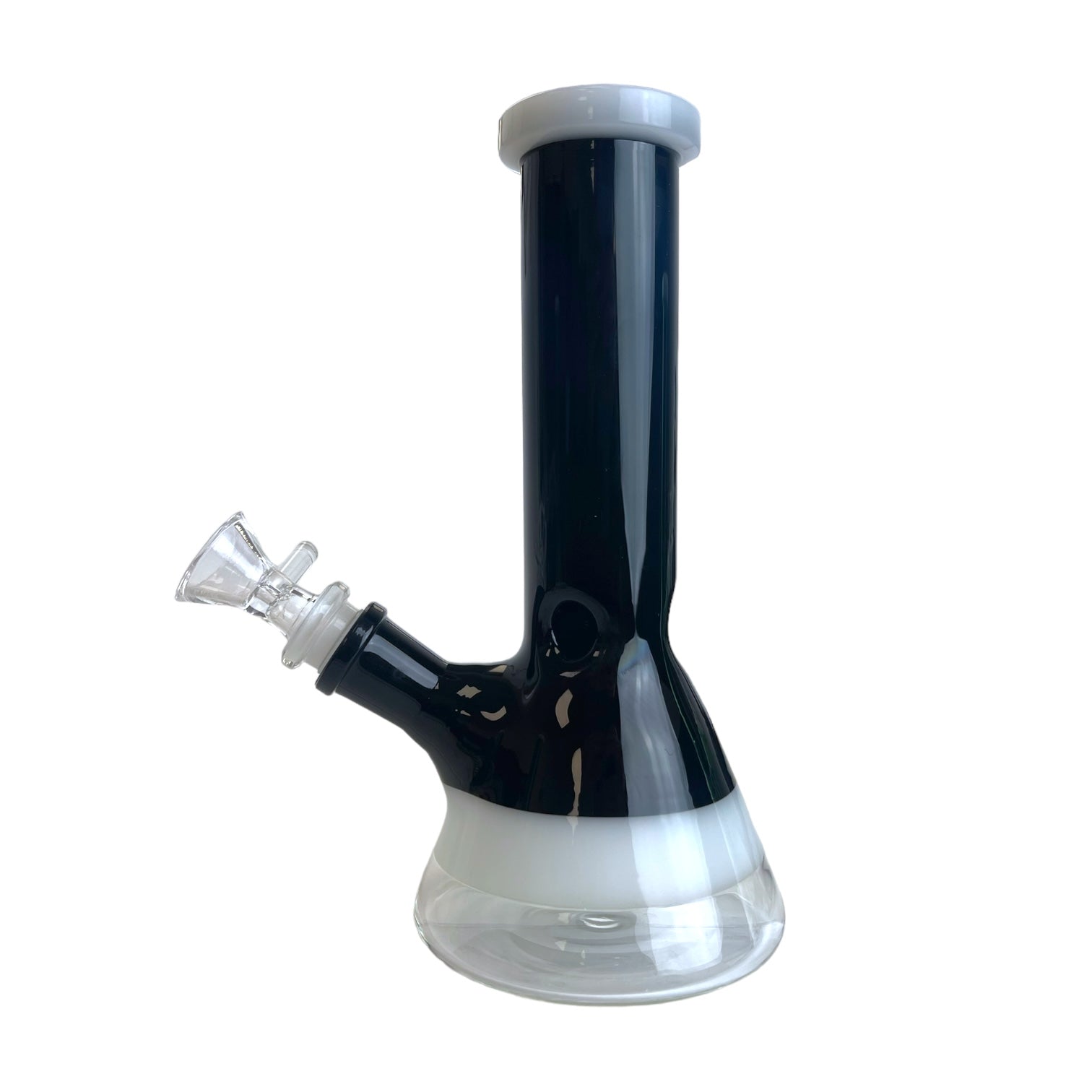 8" White Ring Beaker Glass Water Pipe