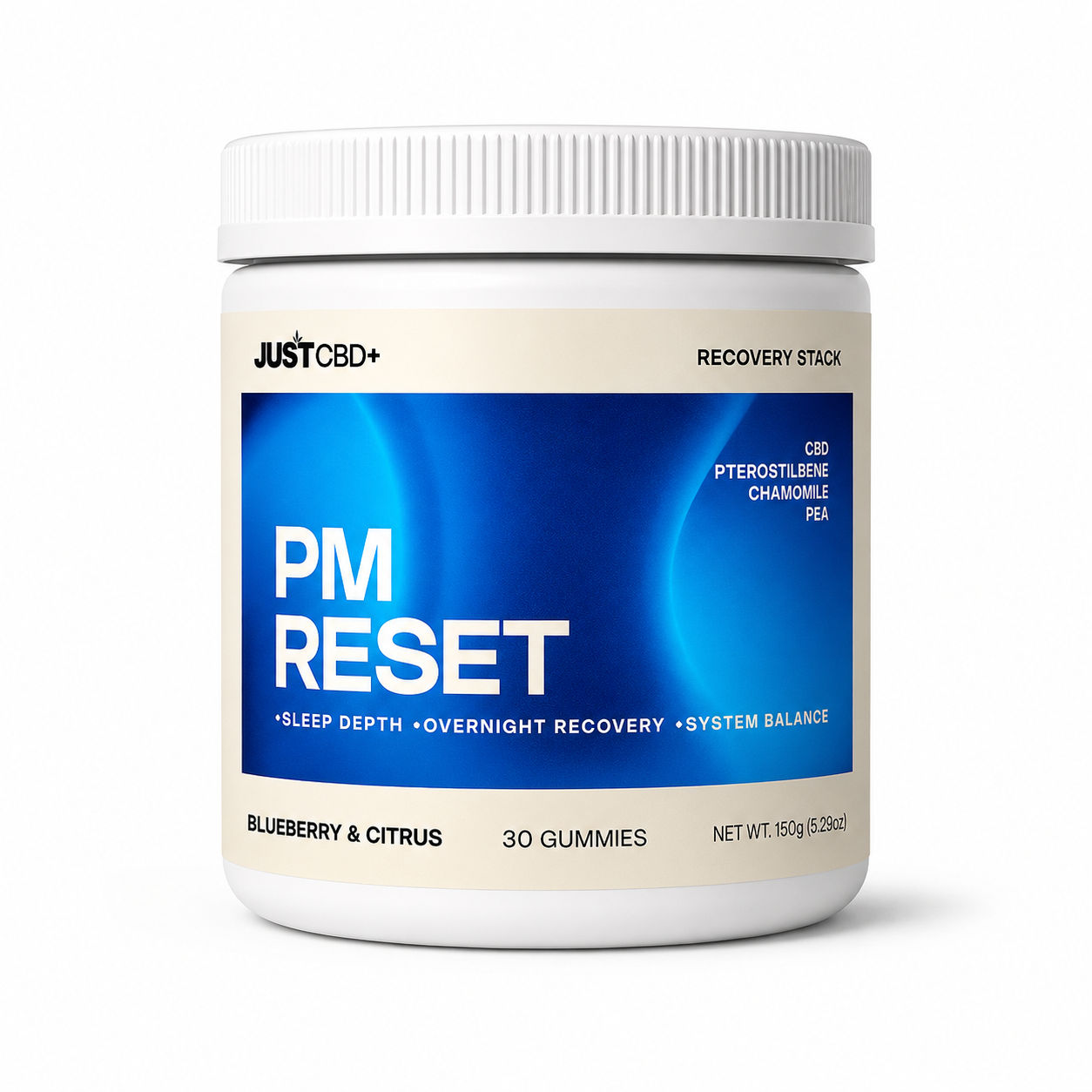 JUST CBD - PM Reset Gummies -Recovery Stack 30ct Jar