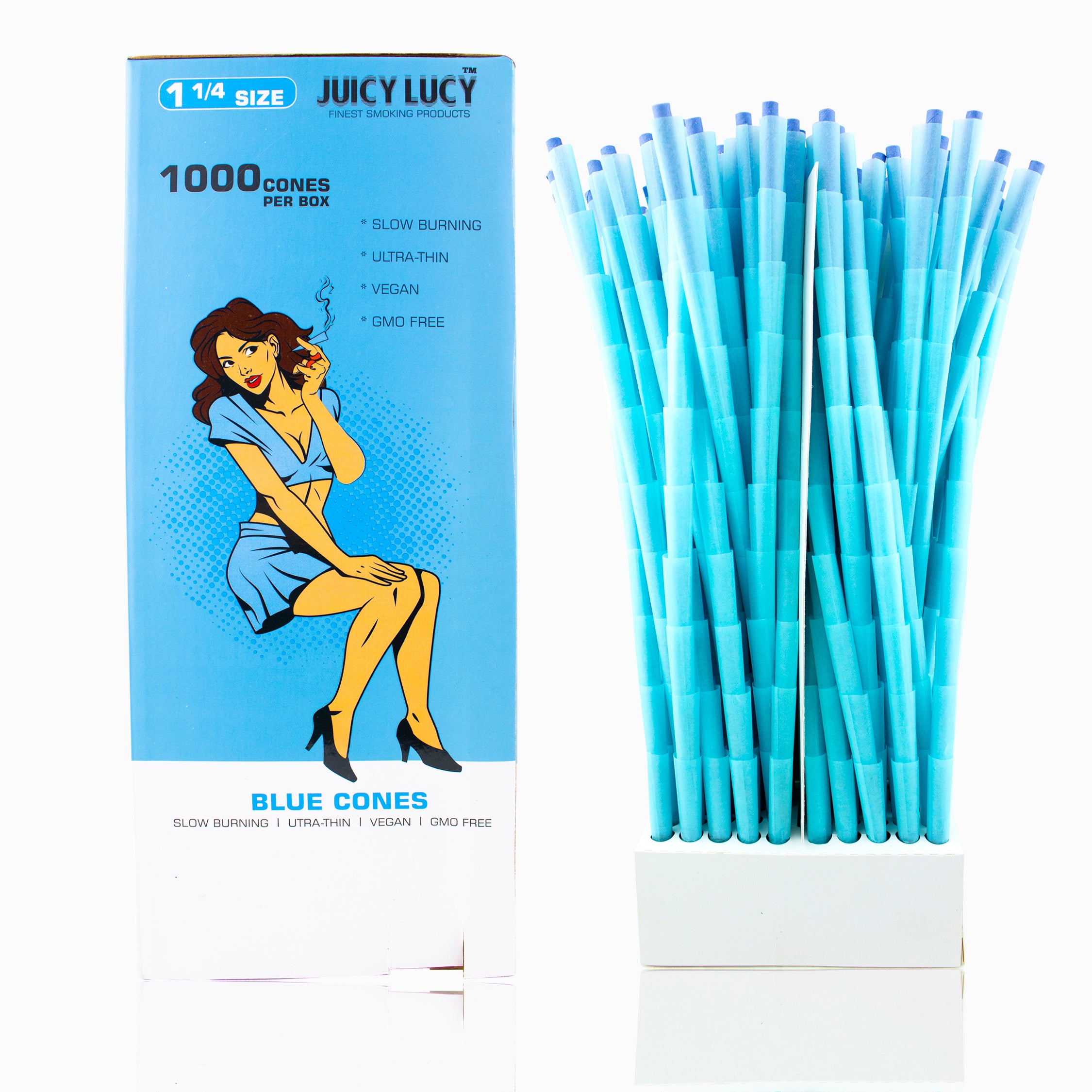 Juicy Lucy Bulk 1 1/4 Blue Cones (1000per box)