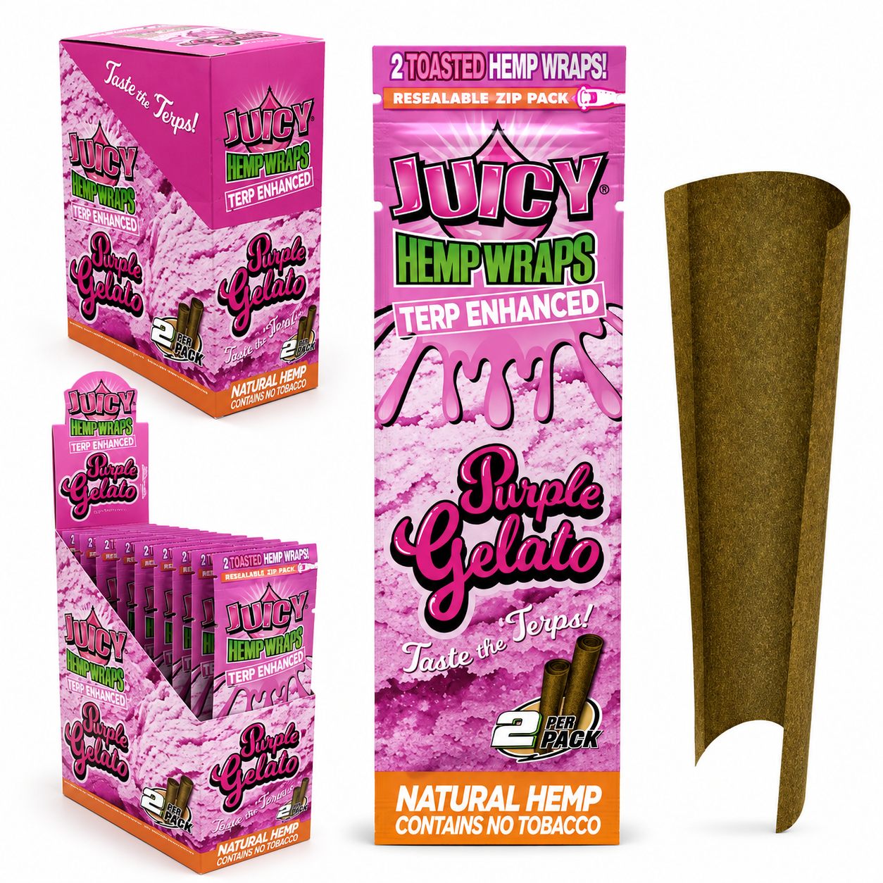 Juicy Hemp Wraps Terp Enhanced 2pk - 25x2pk Display