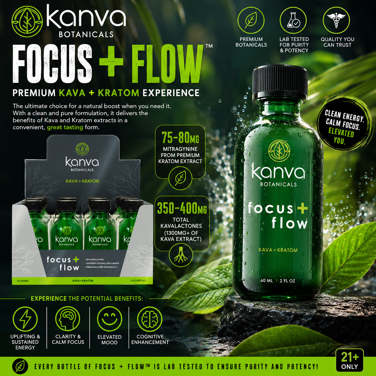 Kanva Botanicals Focus + Flow 2oz