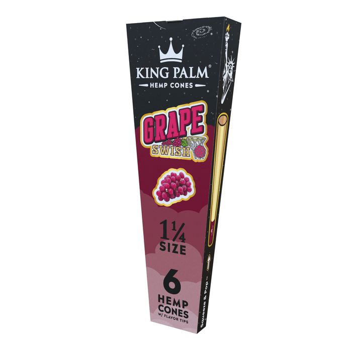 King Palm Hemp Cones 1 1/4 (6 cones per pack/30 per Display) - Grape Swish