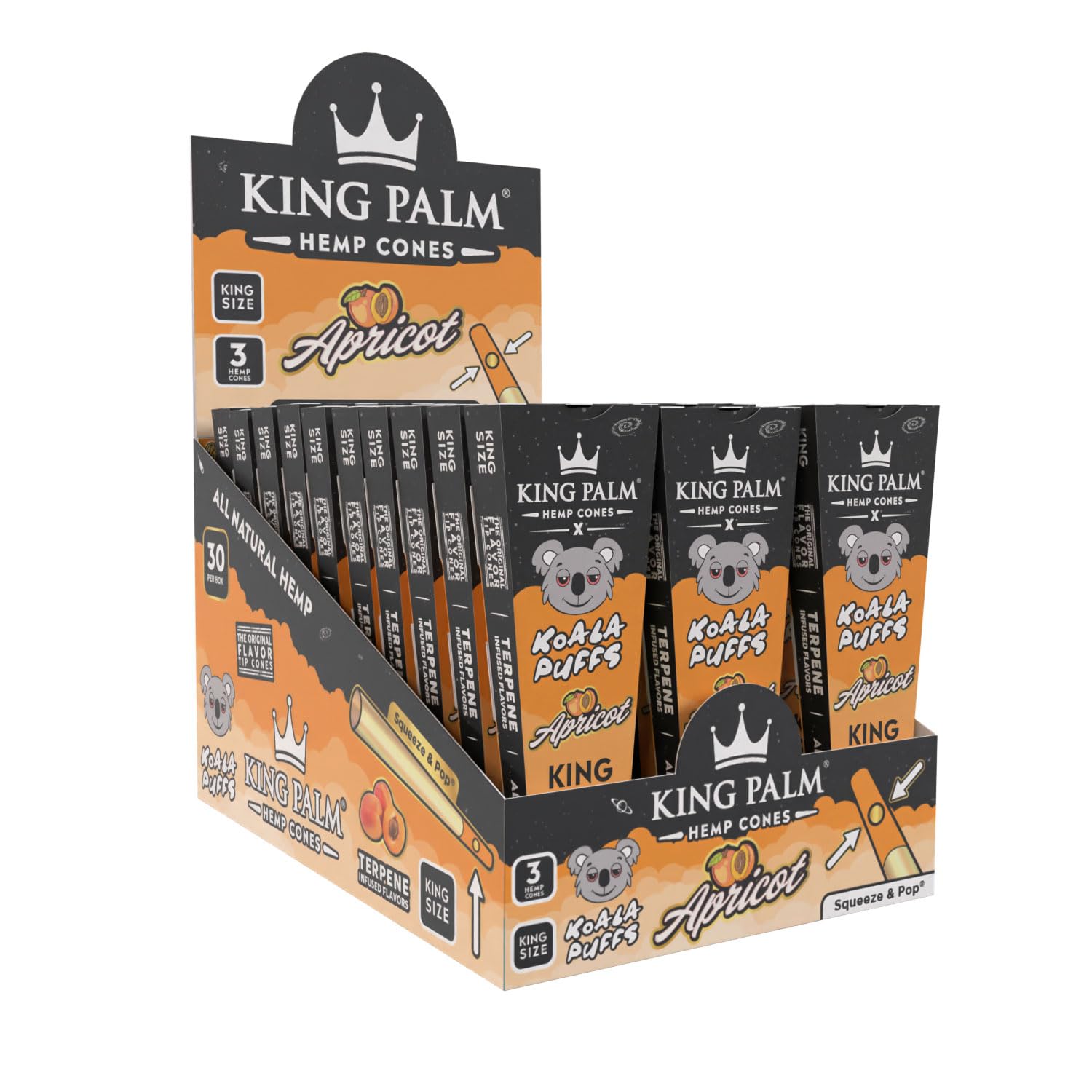King Palm Hemp Cones King Size (3 cones per pack/30 per Display)