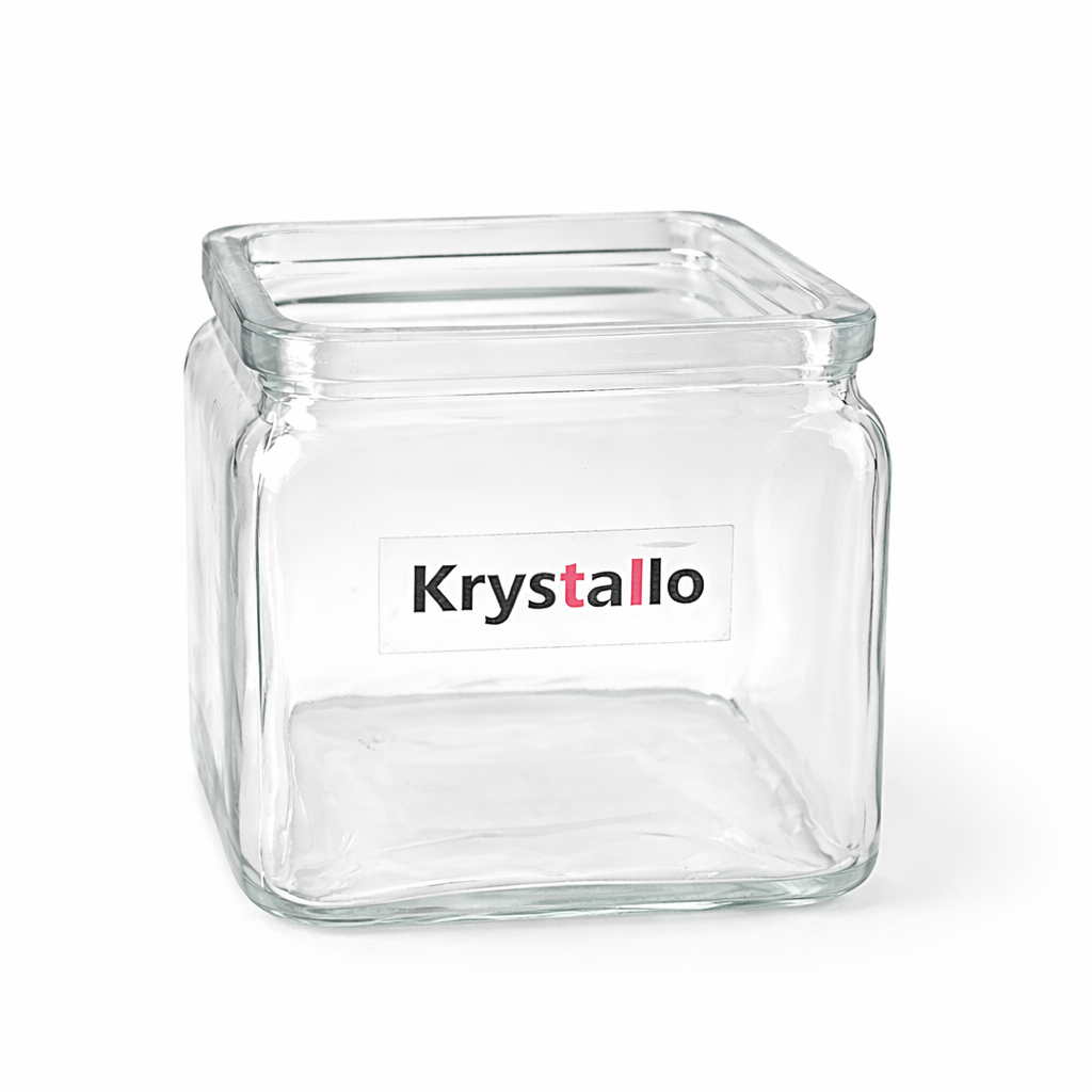 Krystallo Glass Jar 4" x 4" x 4"