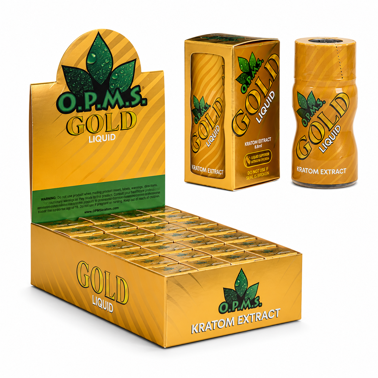 OPMS Gold Liquid Shot 50ct - Display