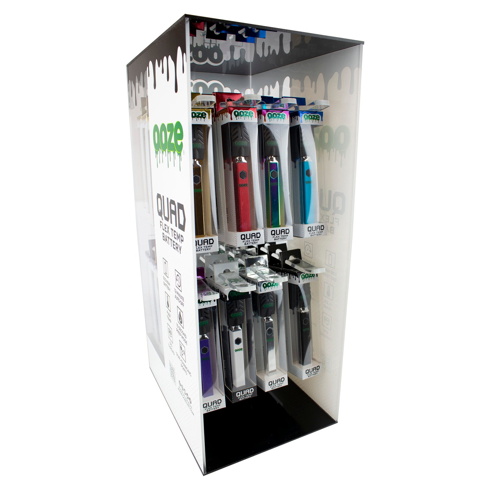 Ooze Quad Flex 510 Thread 500 Mah Square Vape Pen Battery - Assorted Colors (48pc / Display)