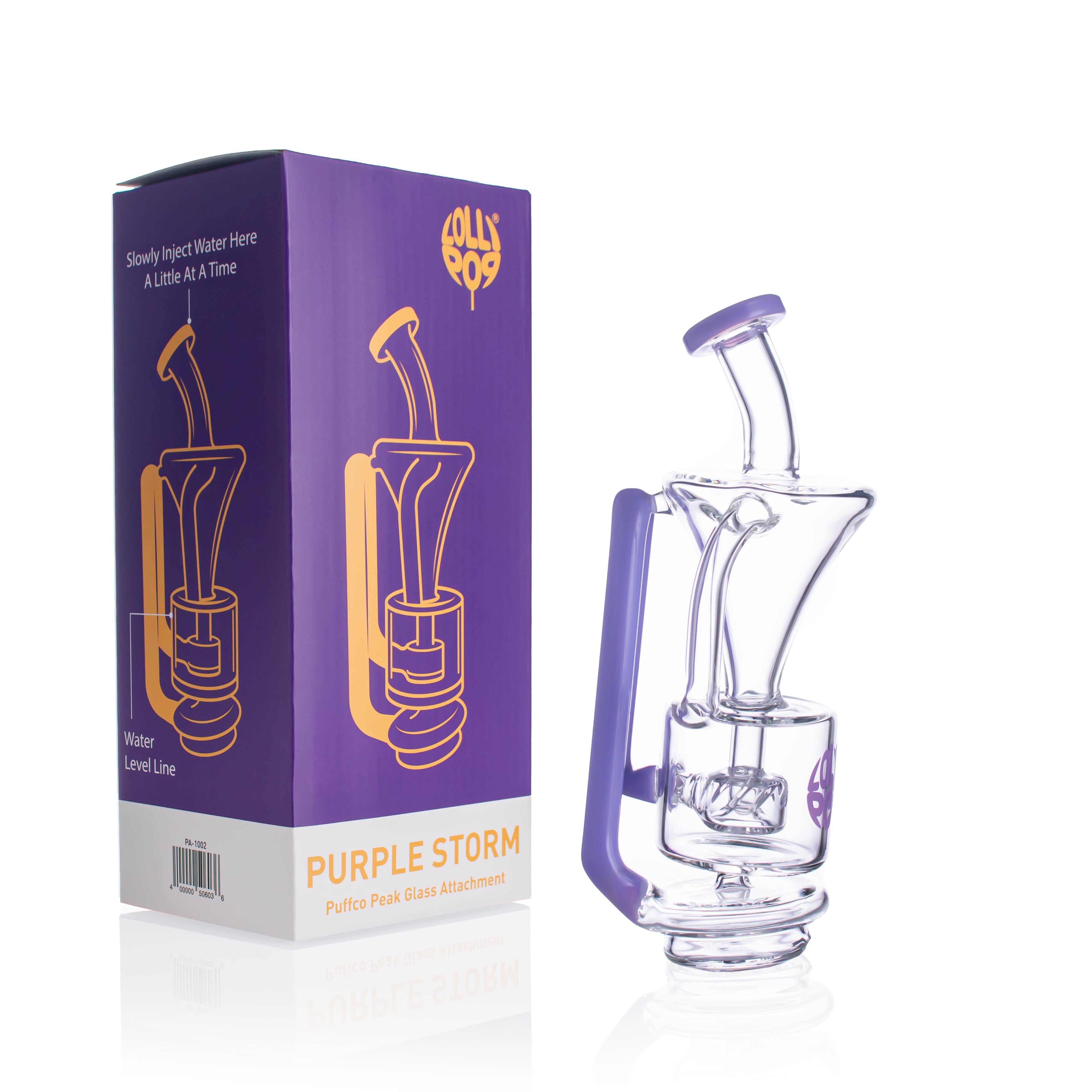 Lollipop Purple Storm Series I Puffco Peak Peak Recycler Glass Attachement I Asst Colors