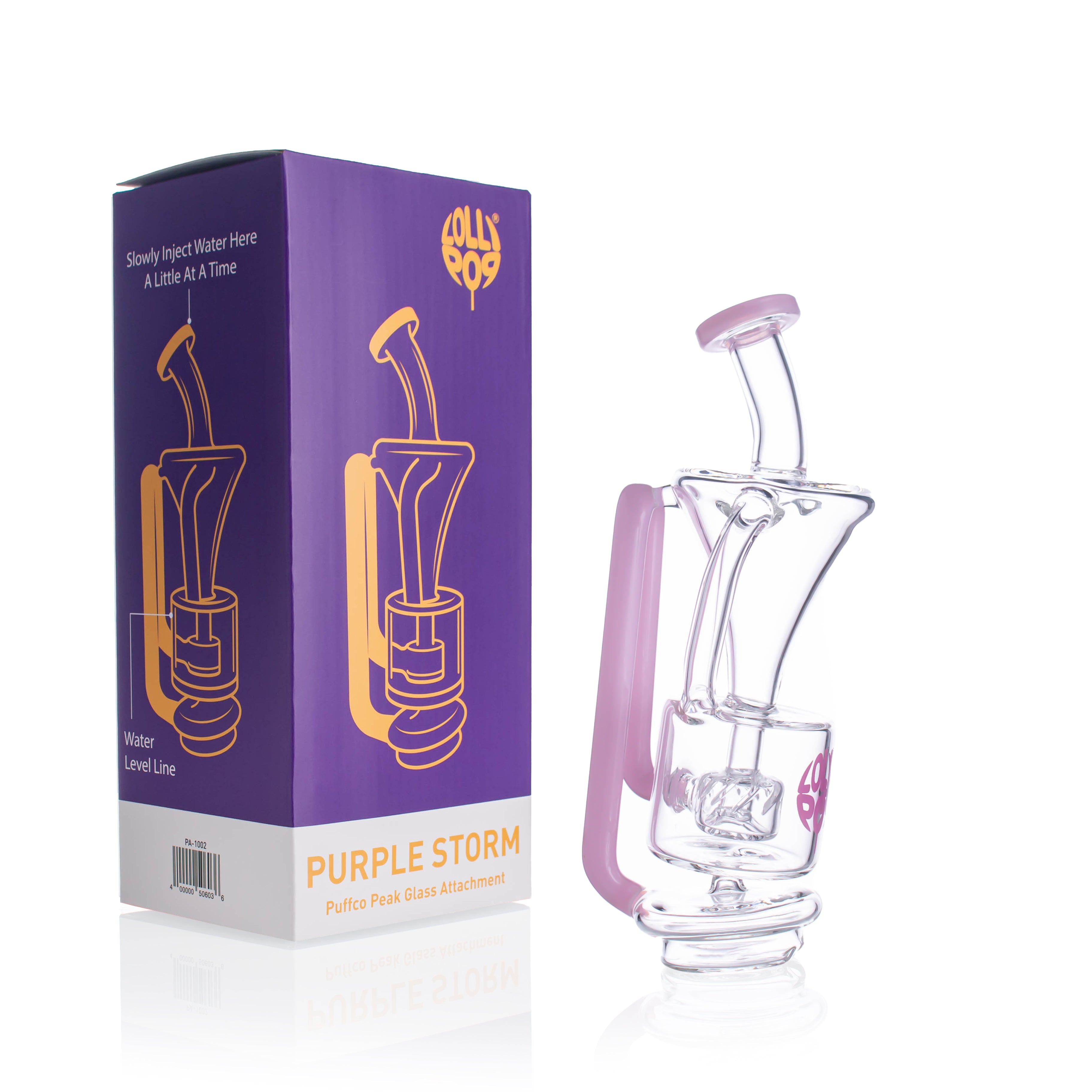 Lollipop Purple Storm Series I Puffco Peak Peak Recycler Glass Attachement I Asst Colors