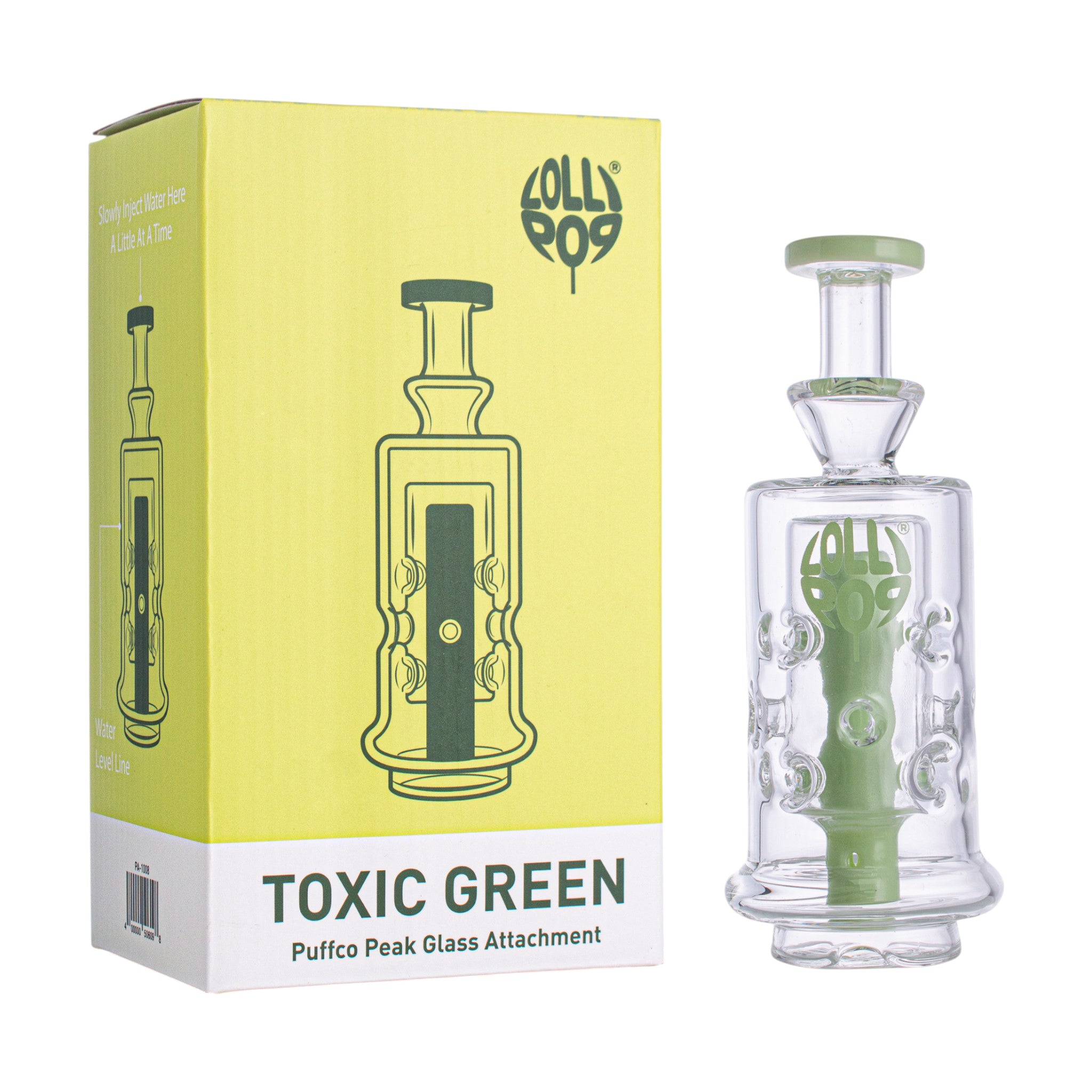 Lollipop Toxic Green Series I Puffco Peak Recycler Glass Attachement I Asst Colors