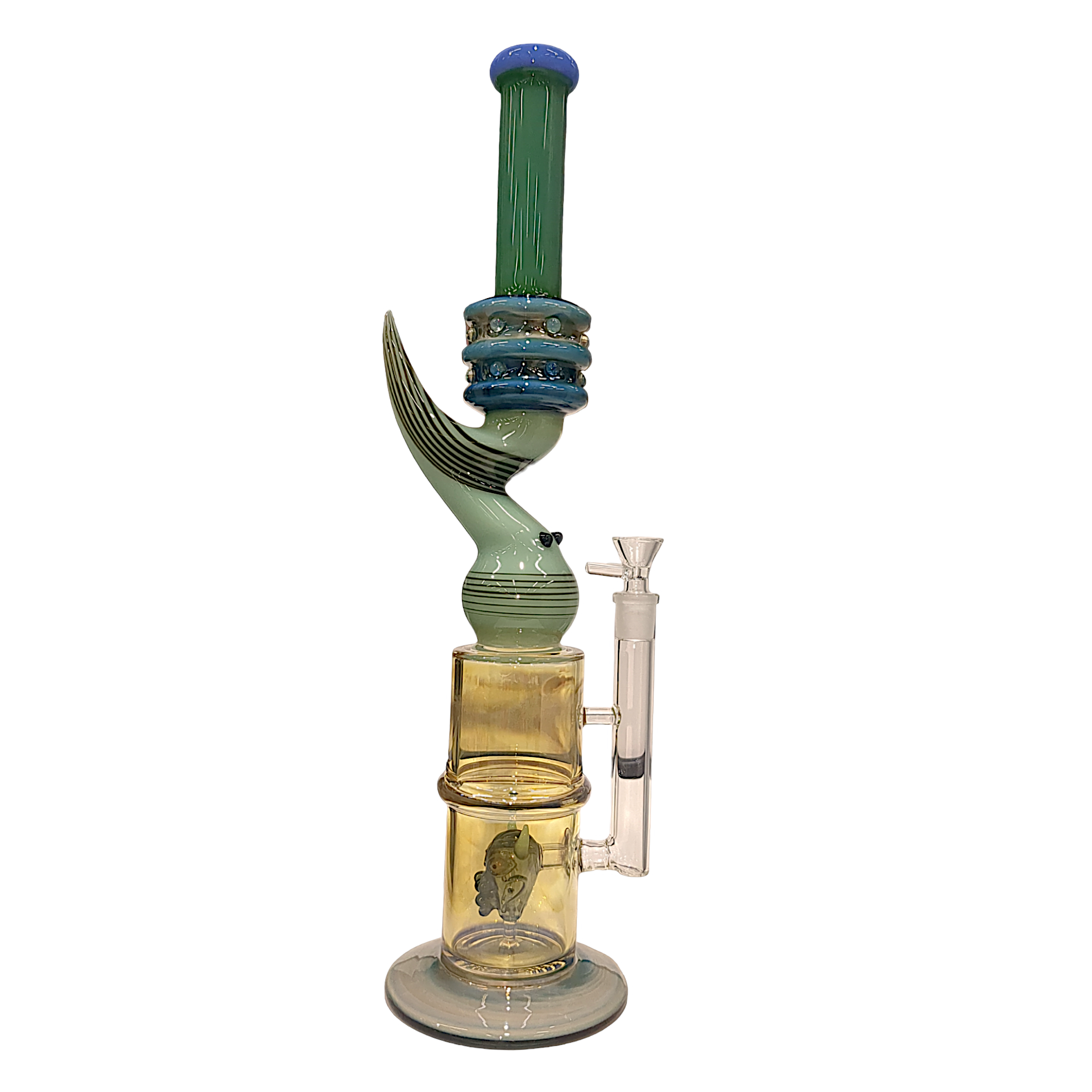 18" Colorful Horn Glass Water Pipe