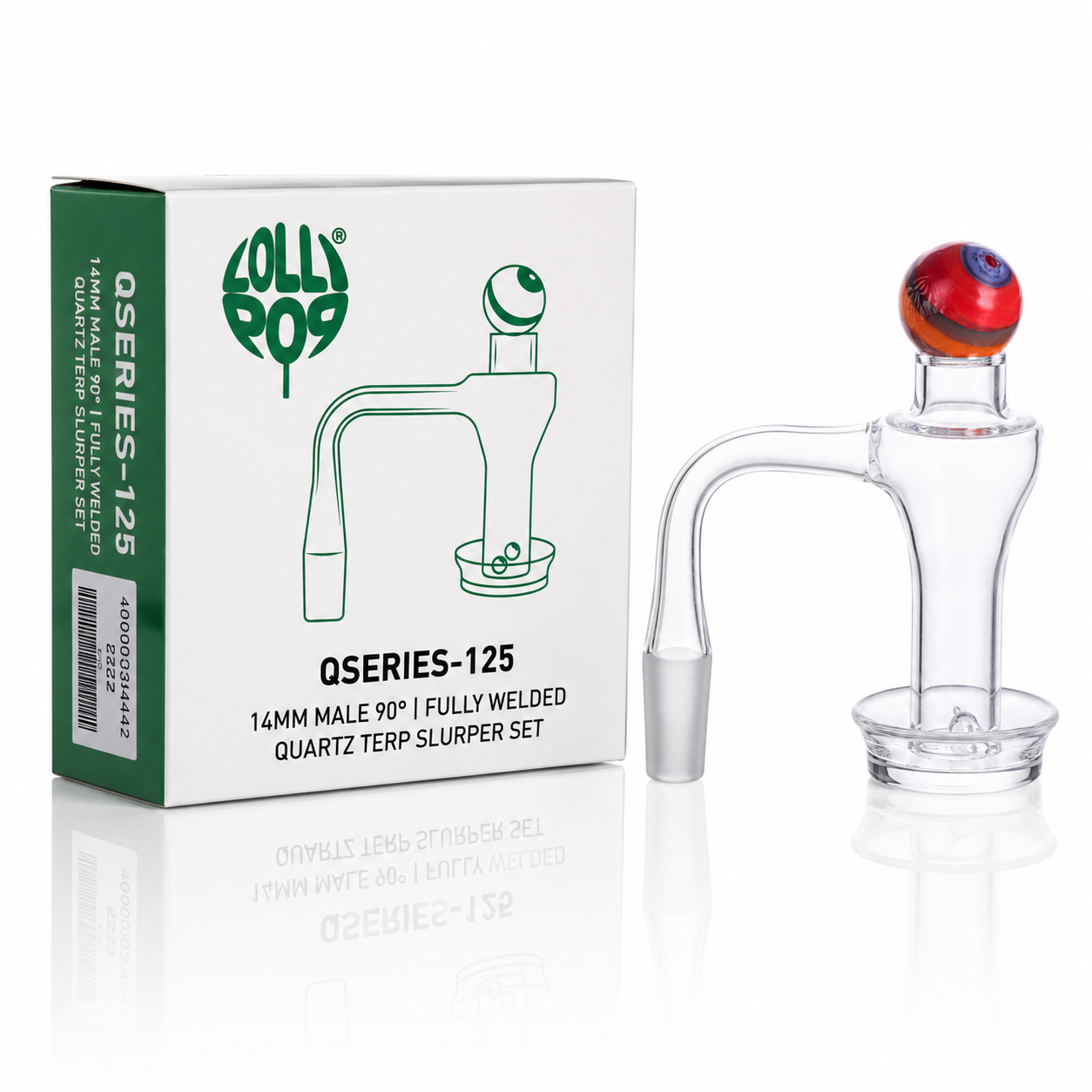 Lollipop QSeries-125 — 14mm Male 90° Fully Welded Quartz Terp Slurper Set