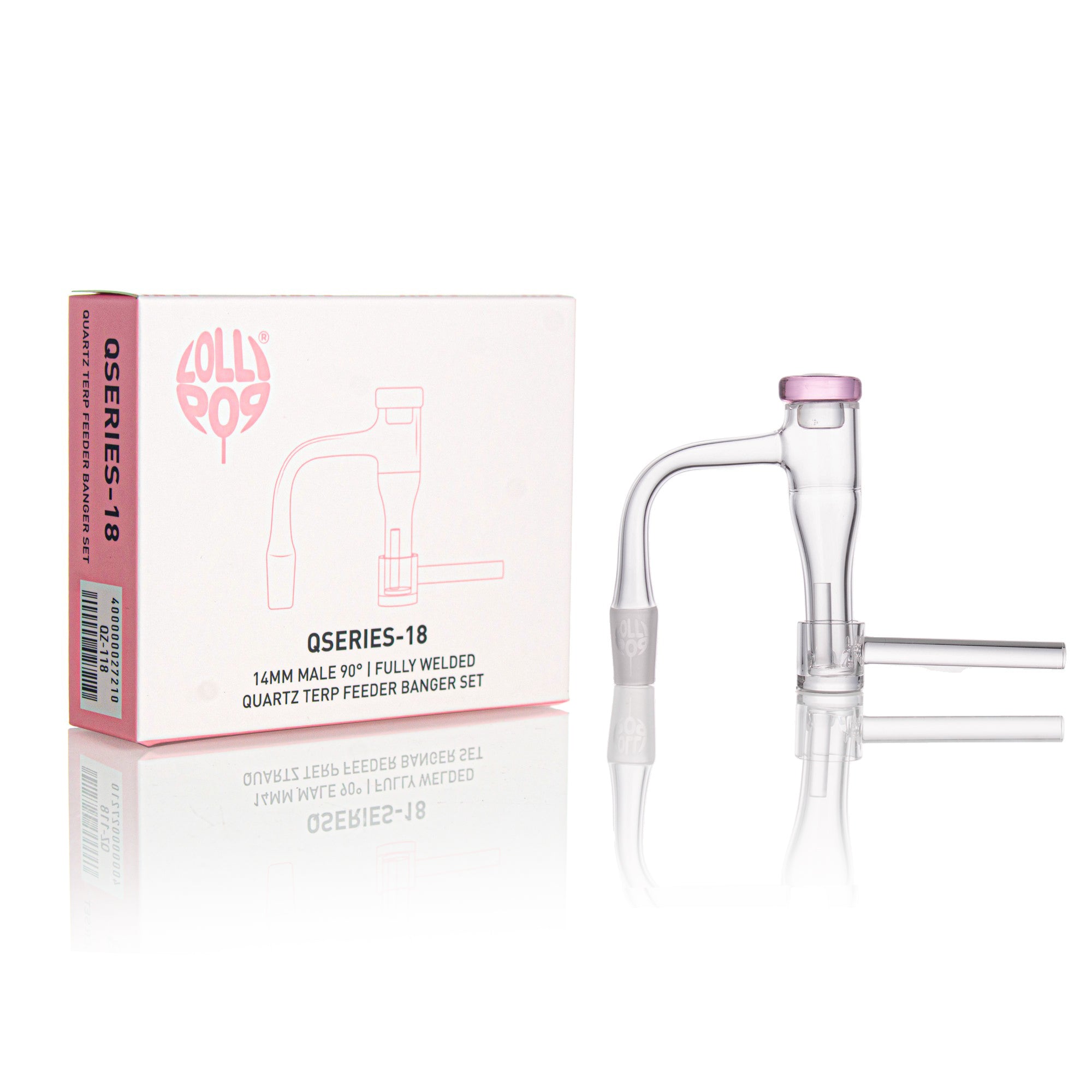 Lollipop QSeries-18 | 14mm Male 90° | Fully Welded Quartz Terp Slurper Banger Set - I Asst Colors