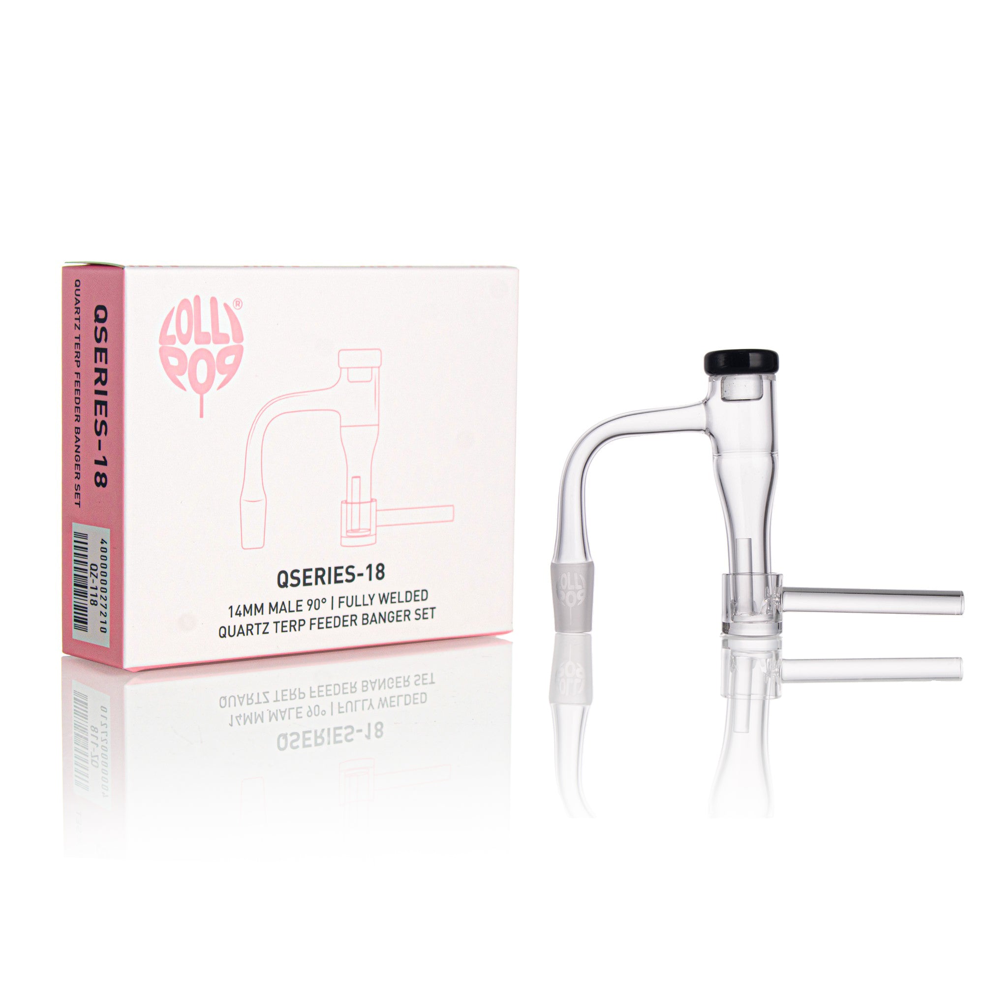 Lollipop QSeries-18 | 14mm Male 90° | Fully Welded Quartz Terp Slurper Banger Set - I Asst Colors