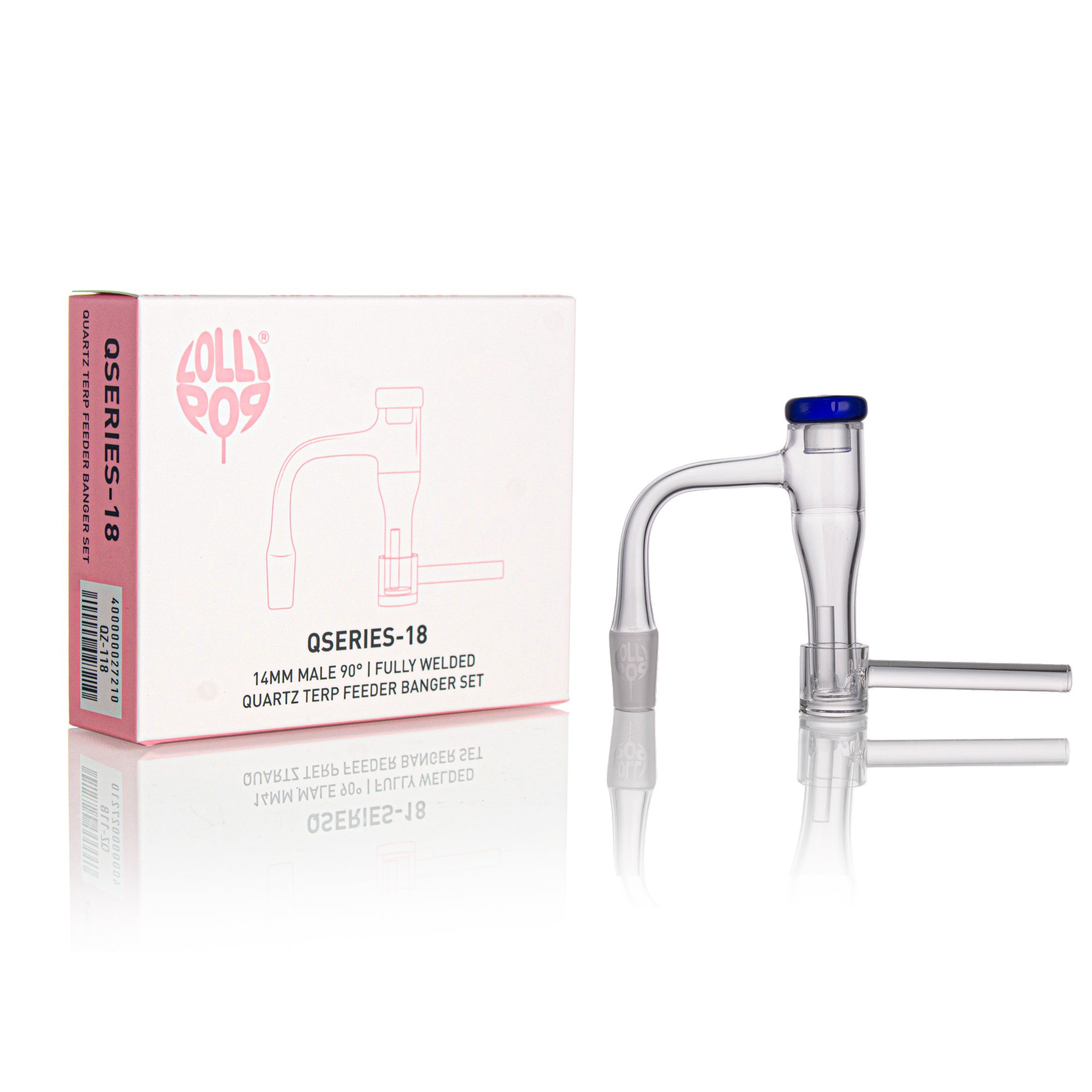 Lollipop QSeries-18 | 14mm Male 90° | Fully Welded Quartz Terp Slurper Banger Set - I Asst Colors