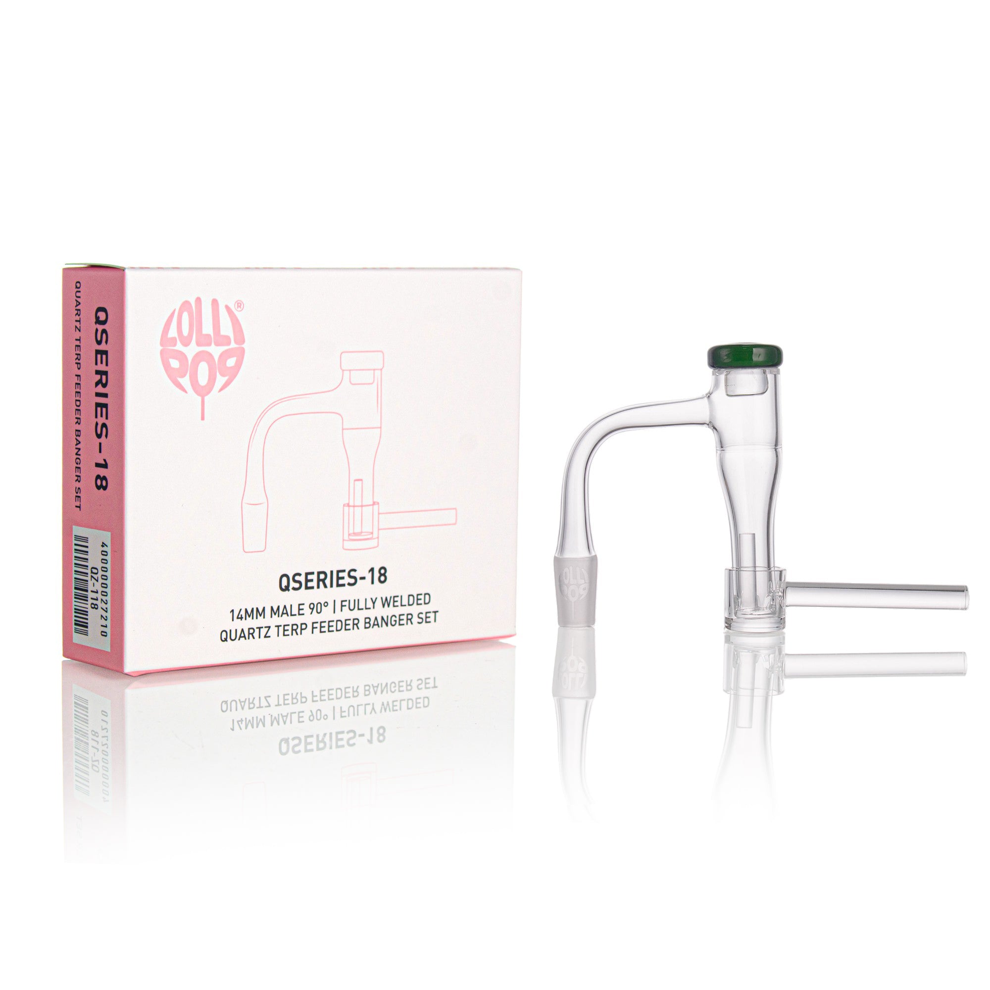 Lollipop QSeries-18 | 14mm Male 90° | Fully Welded Quartz Terp Slurper Banger Set - I Asst Colors