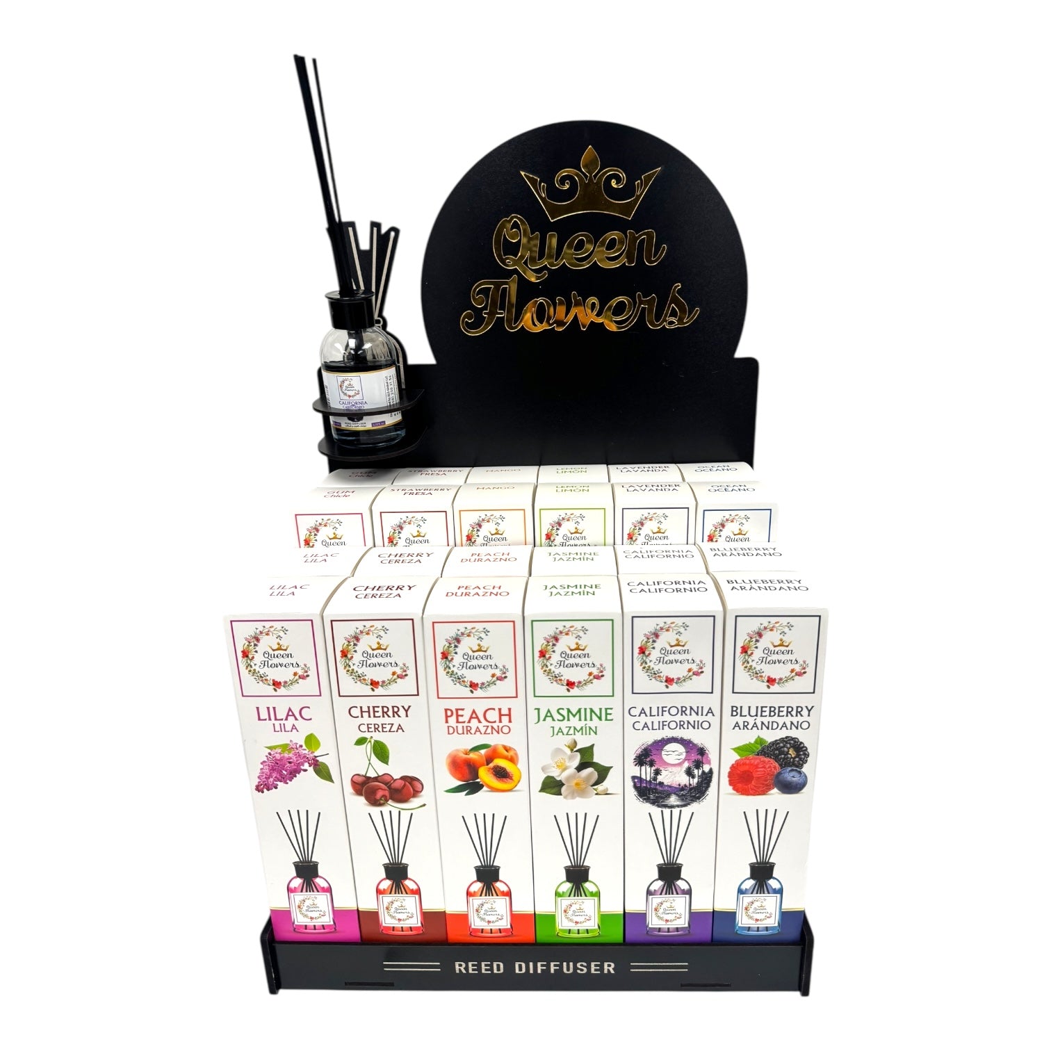 Queen Flowers Reed Diffusers 110ml 12 Scents (24 Box Display)