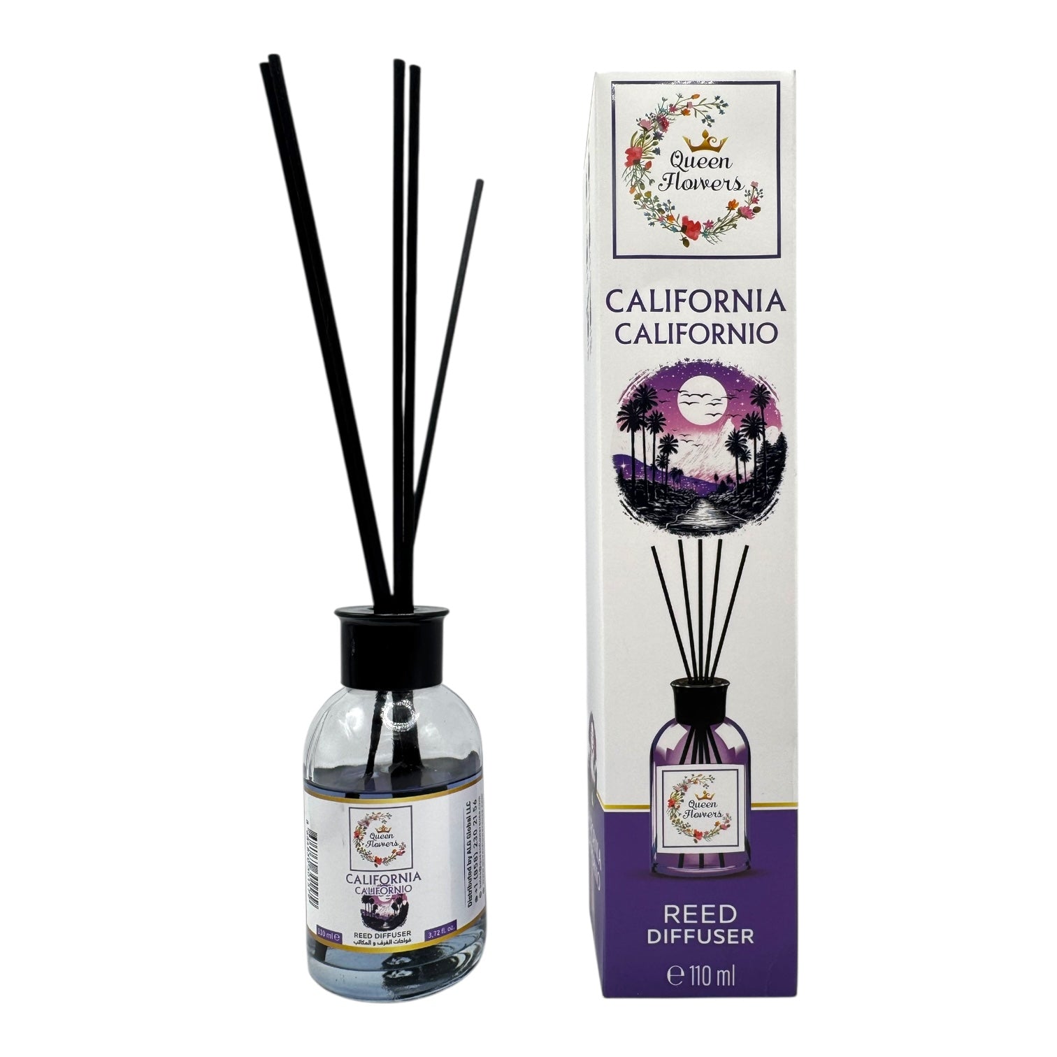 Queen Flowers Reed Diffusers 110ml 12 Scents (24 Box Display)
