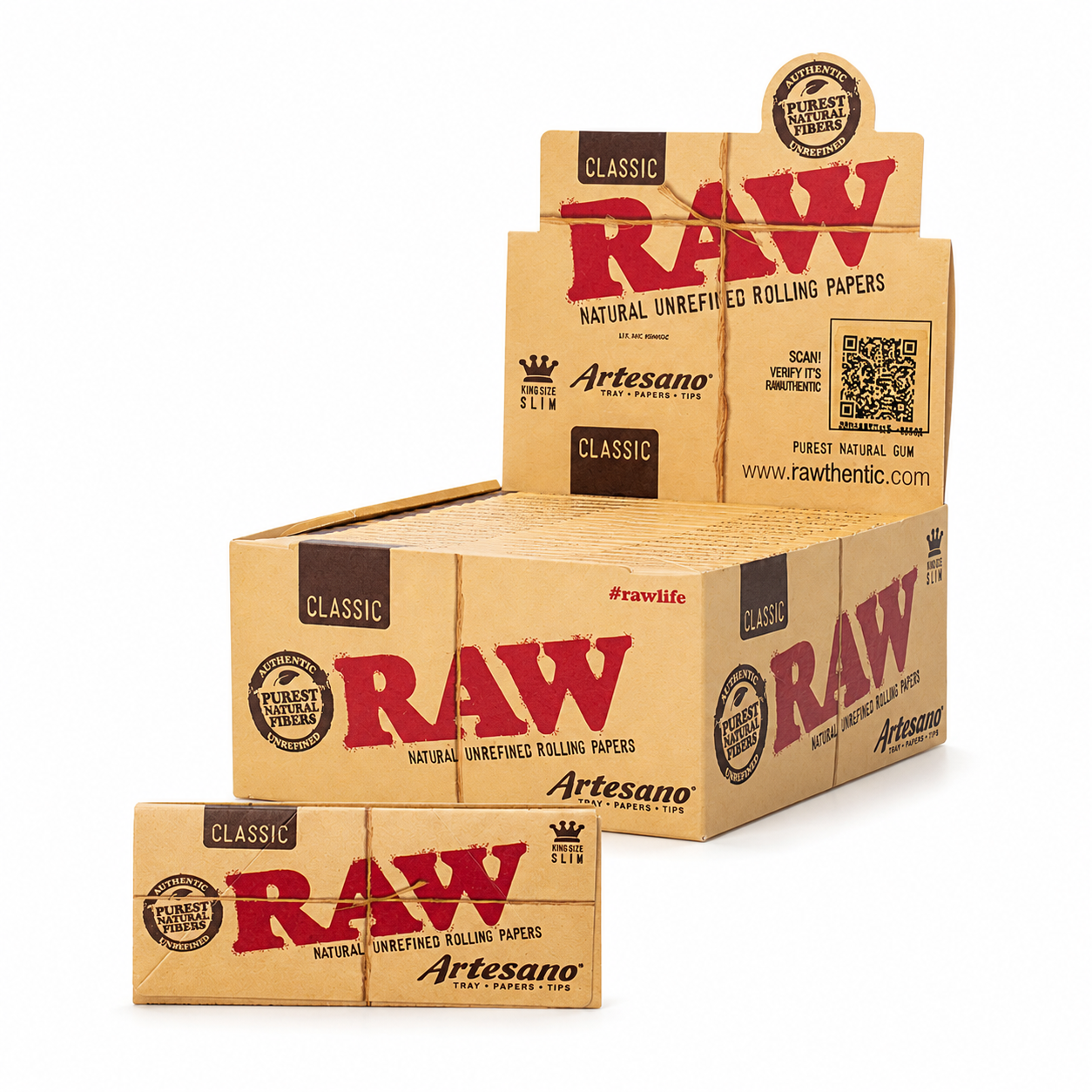 Raw Classic Artesano King Size Slim Paper - 15 Packs/Display