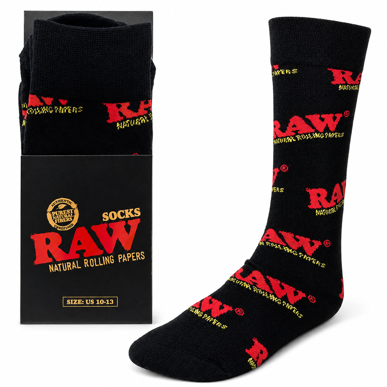 RAW Natural Socks Size 10-13 Black