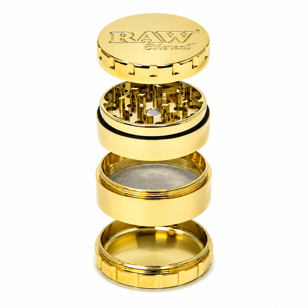 RAW Ethereal 60mm 4Pc Grinder I Stainless Steal Gold Plating