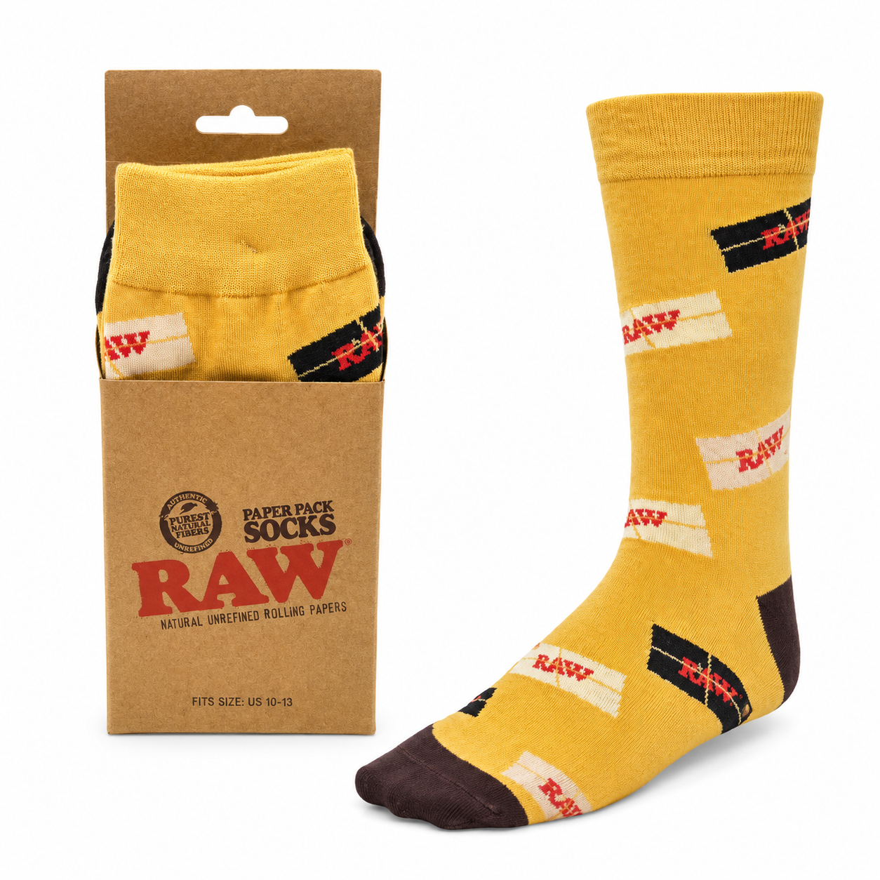 RAW Tan Paper Pack Socks 1ct I US Sz 10-13