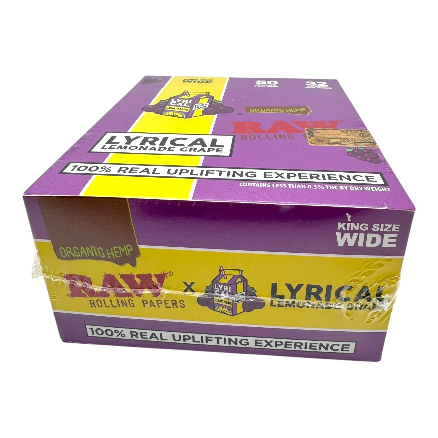 RAW X Lyrical Lemonade Grape King Size Wide Rolling Papers 32 leaves / Pack 50Packs/Display|24D/C
