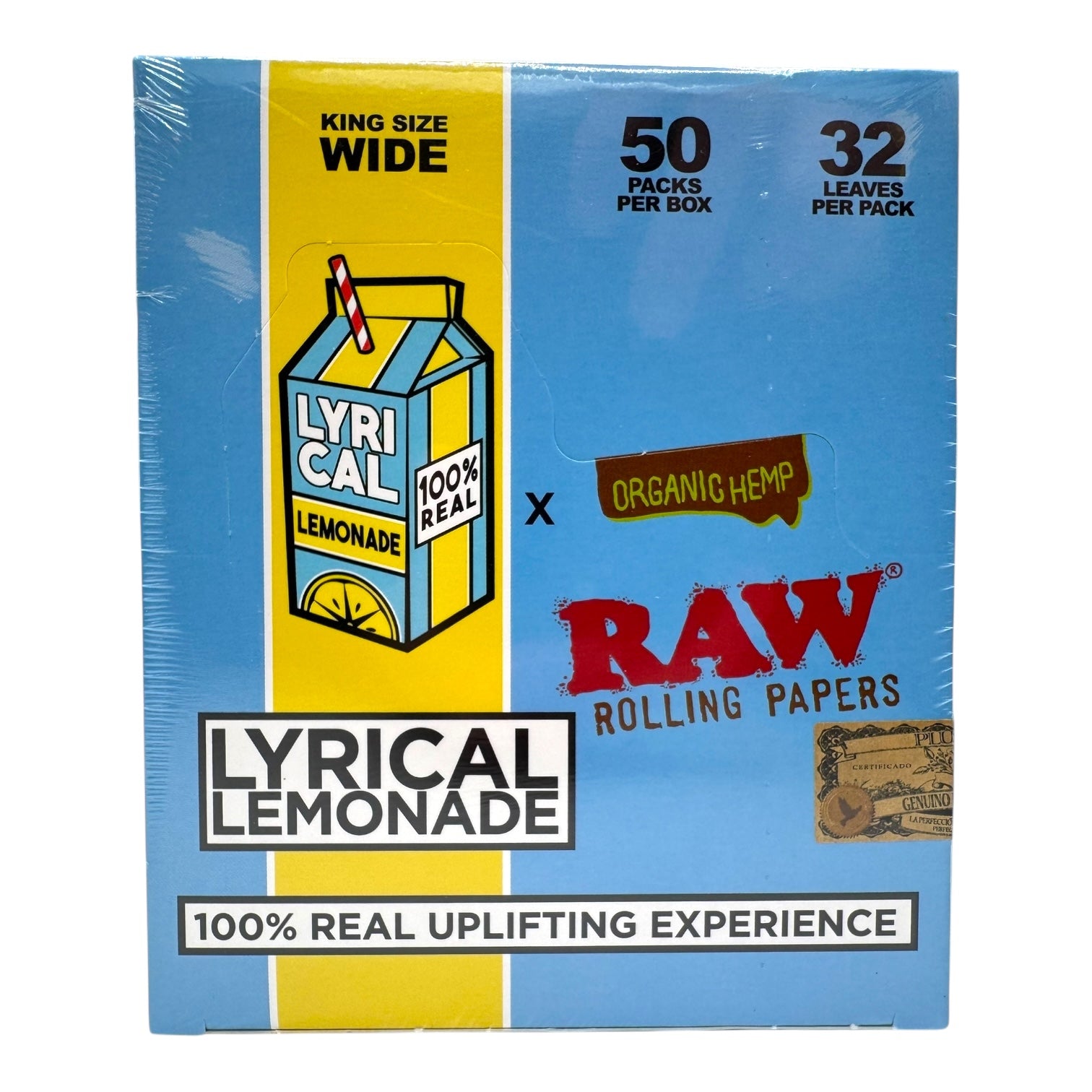 RAW X Lyrical Lemonade King Size Wide Rolling Papers 32 leaves / Pack 50Packs/Display|24D/C