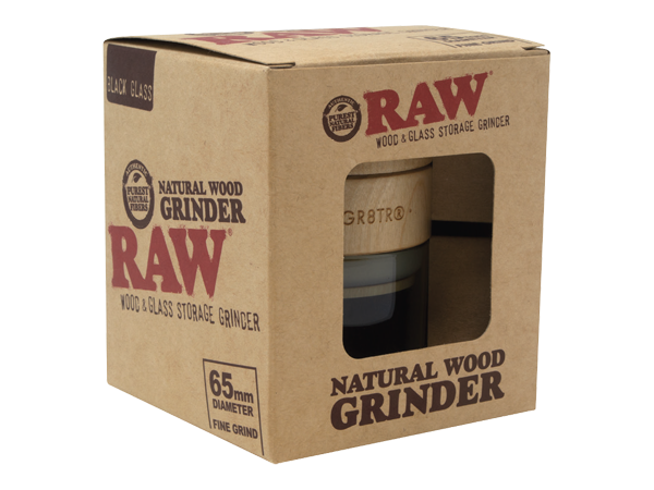 RAW NWG Raw Natural Wood & Glass Storage Grinder 65mm - Black