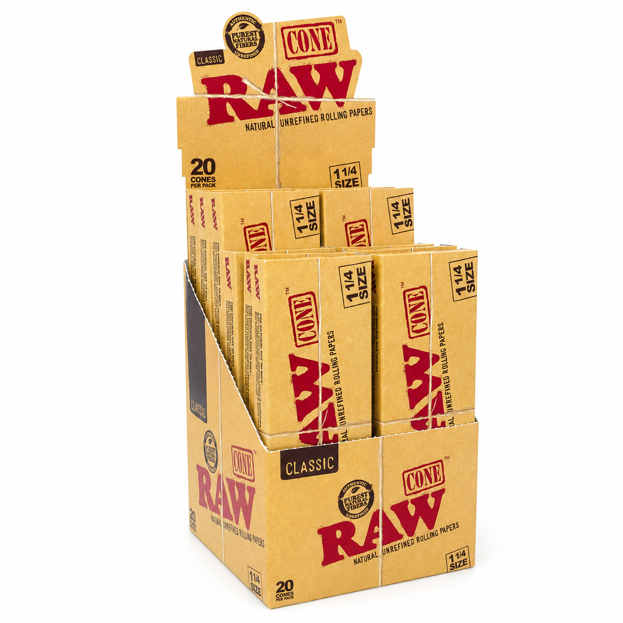 Raw 1 1/4 Size Classic Cones (20 cones per pack / 12 Packs Per Display)