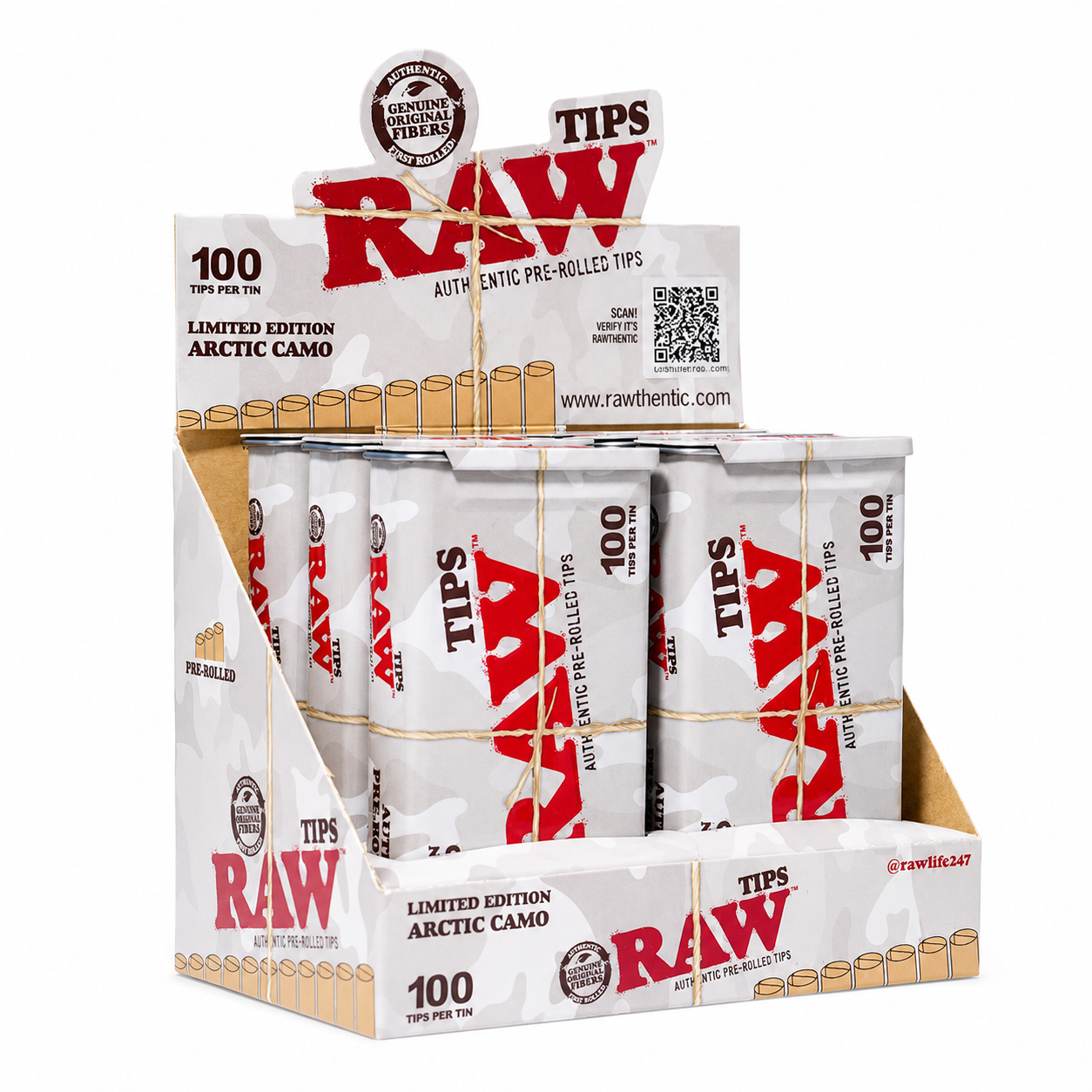 Raw Artic Camo Pre Rolled Tip in Tin 100/Pk LTD EDITION I 6ct