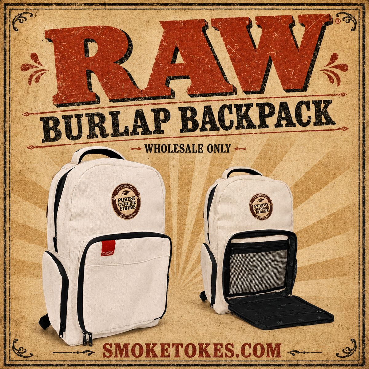 Raw Burlap Backpack