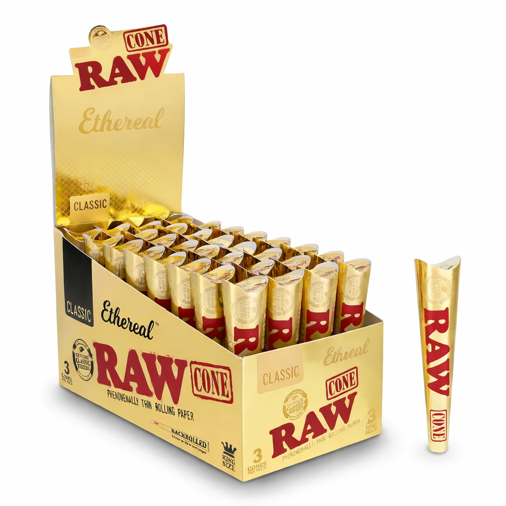 Raw Ethereal King Size 3 Cones / Pack - 32 pack Display