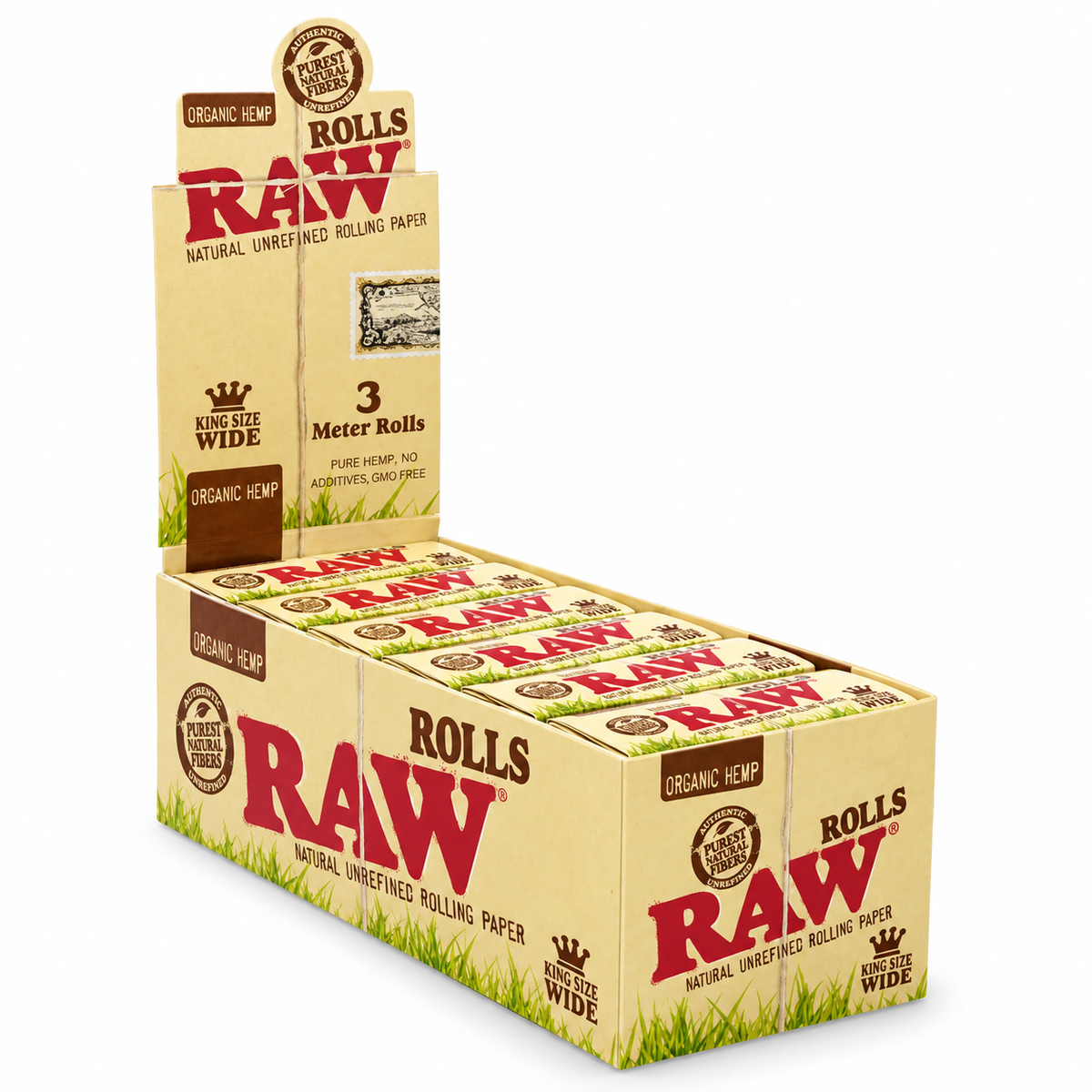 Raw Organic Rolls King Size 3 Meters - 12ct