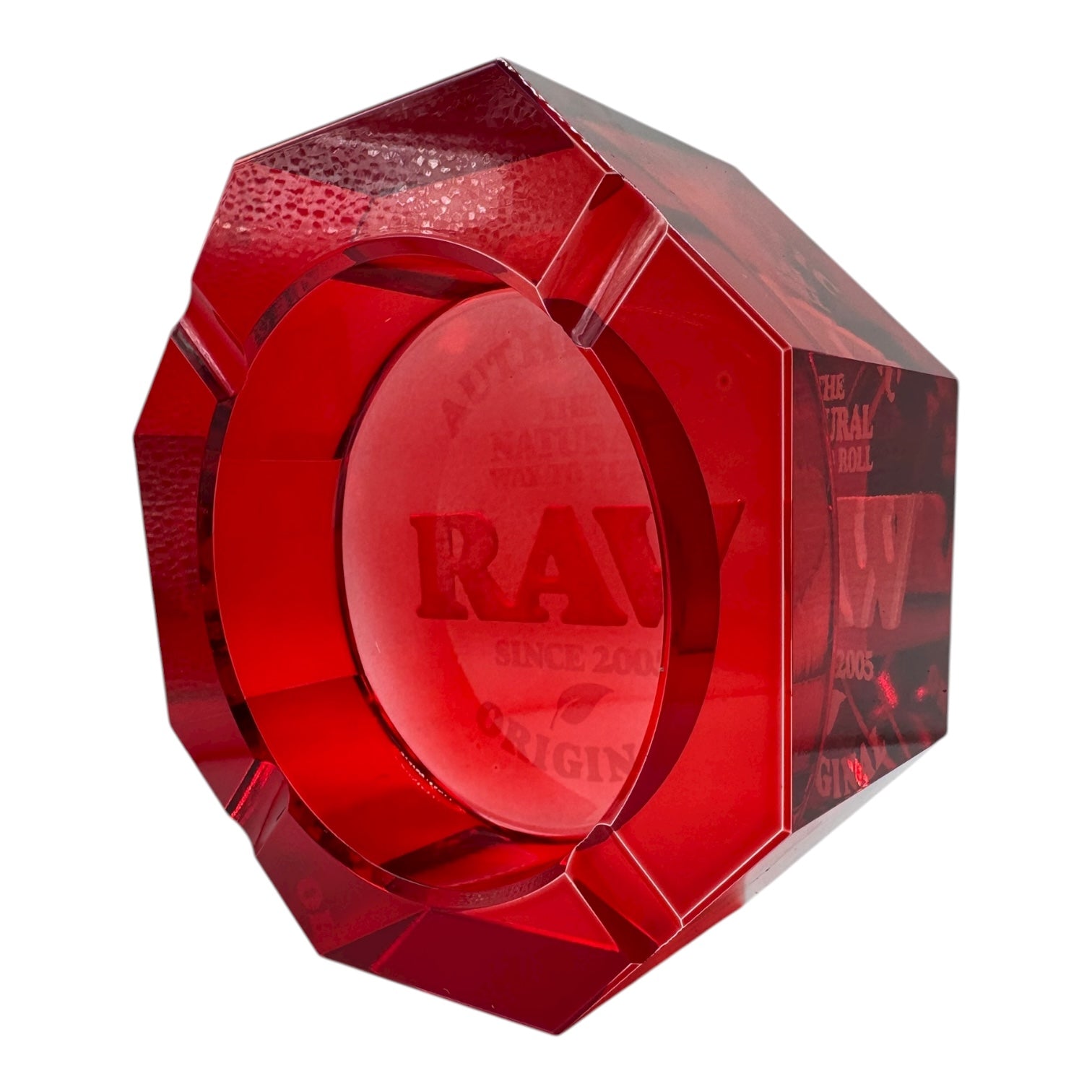 Raw Red Crystal Glass Ashtray