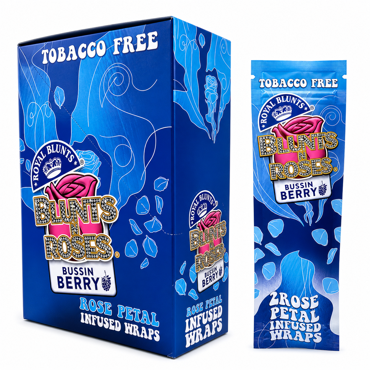Royal Blunts | Blunts & Roses Petal Infused Wraps - Bussin Berry (2 per pack / 25 per display) 50/cs