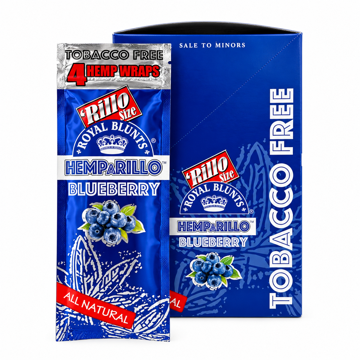 Royal Blunts HEMPARILLO Rillo Size 4 Wraps/Pouch | 15 Pouchs/Box | 30 Display/Case