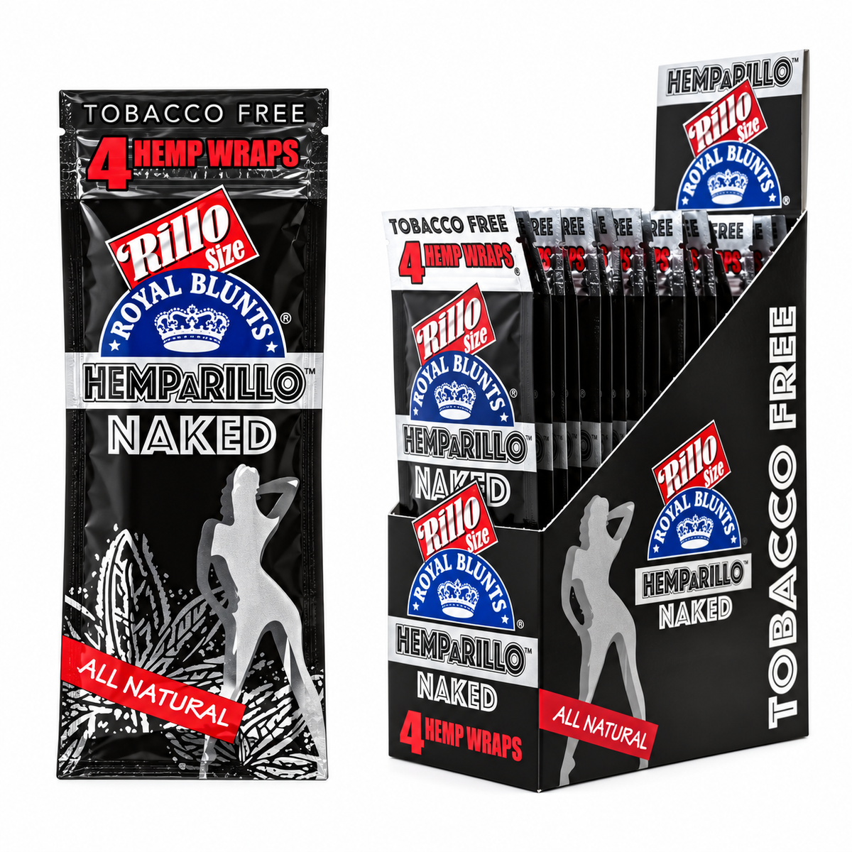 Royal Blunts HEMPARILLO Rillo Size 4 Wraps/Pouch | 15 Pouchs/Box | 30 Display/Case