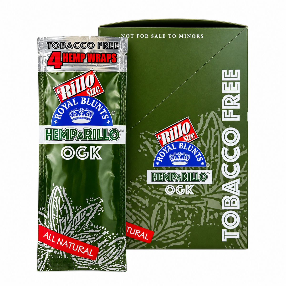 Royal Blunts HEMPARILLO Rillo Size 4 Wraps/Pouch | 15 Pouchs/Box | 30 Display/Case