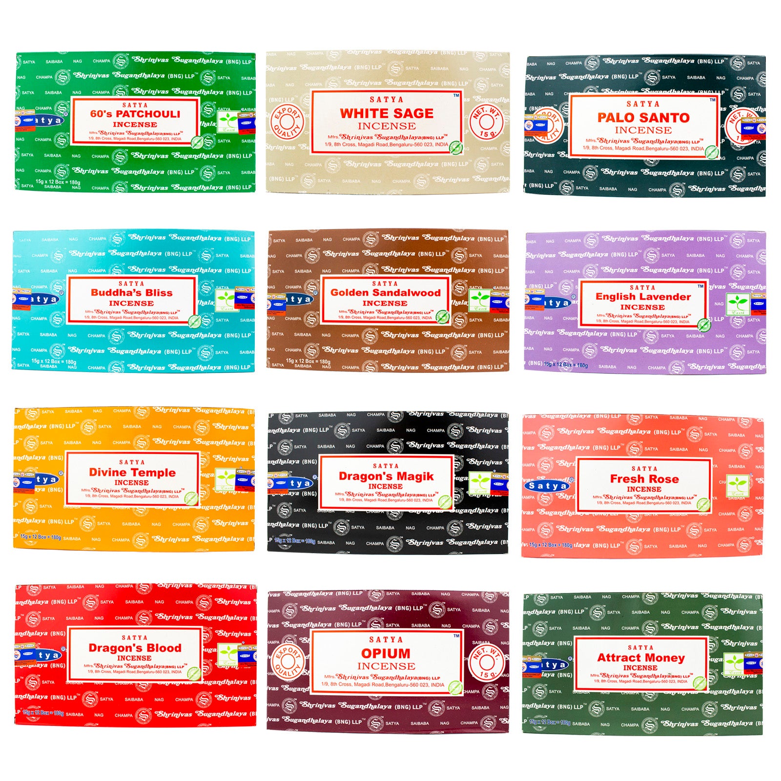 Satya15g Incense (12 Packs per Display)