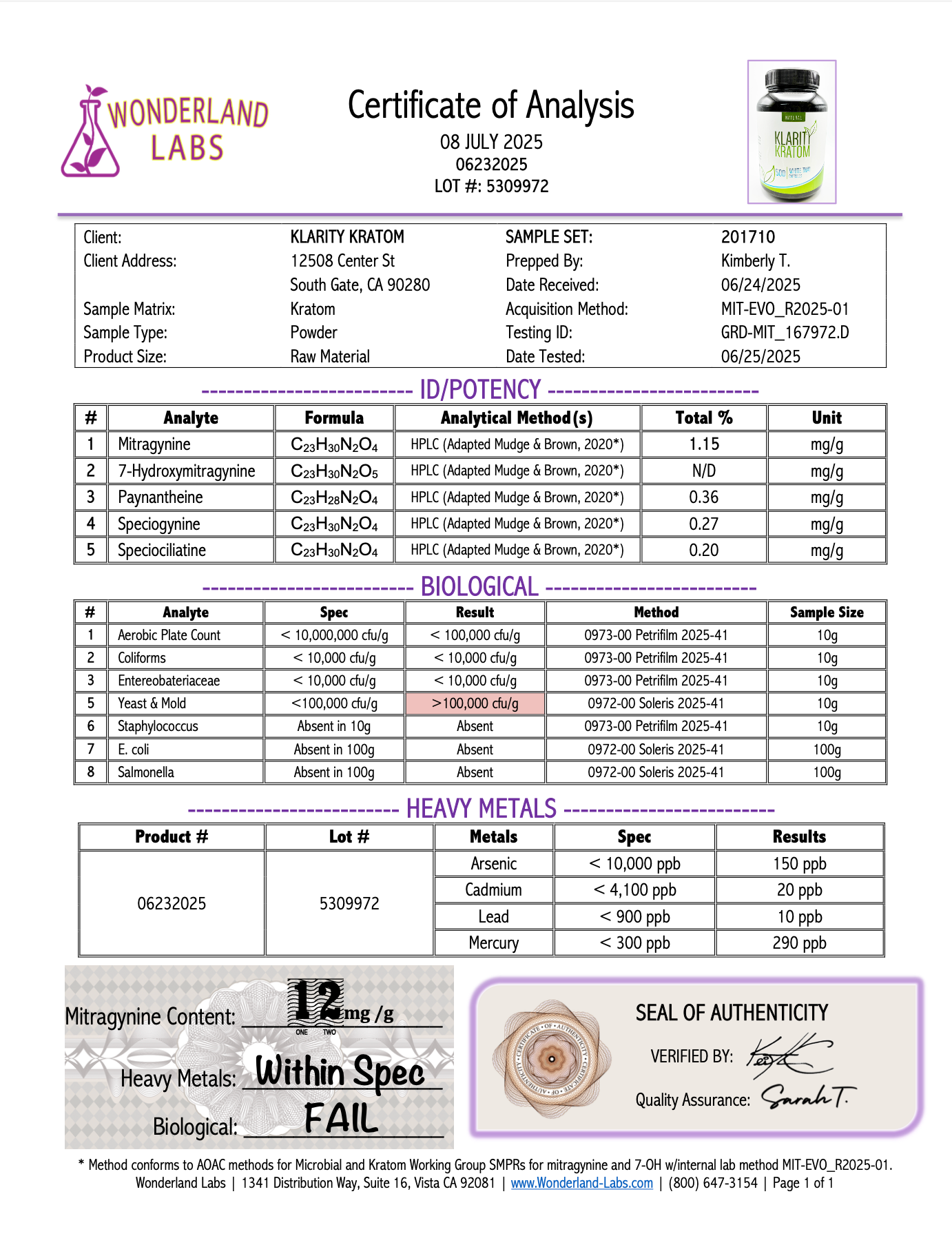 Klarity Kratom (Powder) 1000g