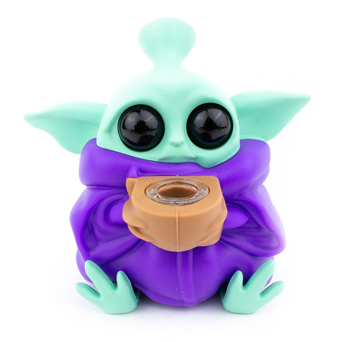 Sitting Baby Yoda Silicone Hand Pipe - Assorted Colors (100pcs/cs)