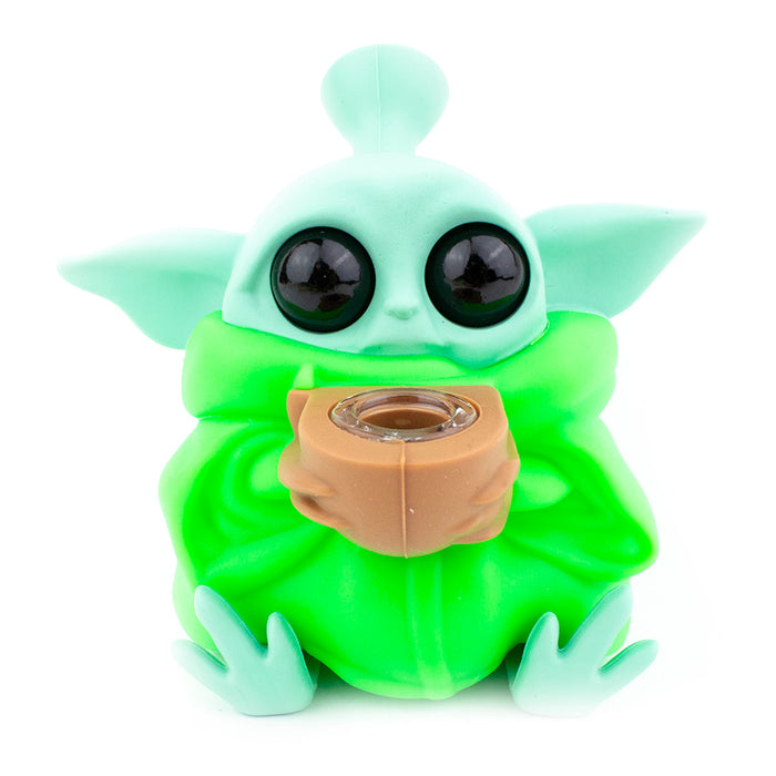 Sitting Baby Yoda Silicone Hand Pipe - Assorted Colors (100pcs/cs)