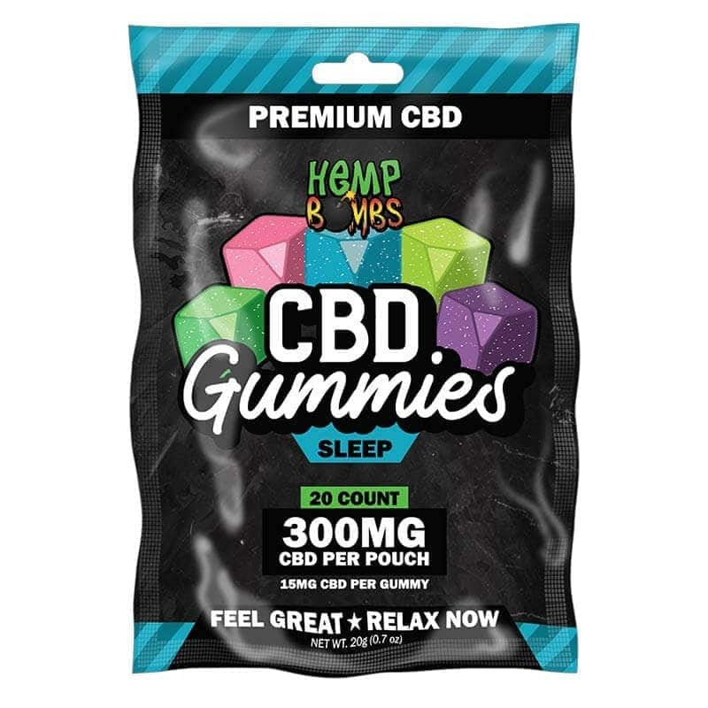 Hemp Bombs - CBD Sleep Gummies 20-count (15mg CBD & 5mg Melatonin Per Gummy) Single Pack 300mg ...