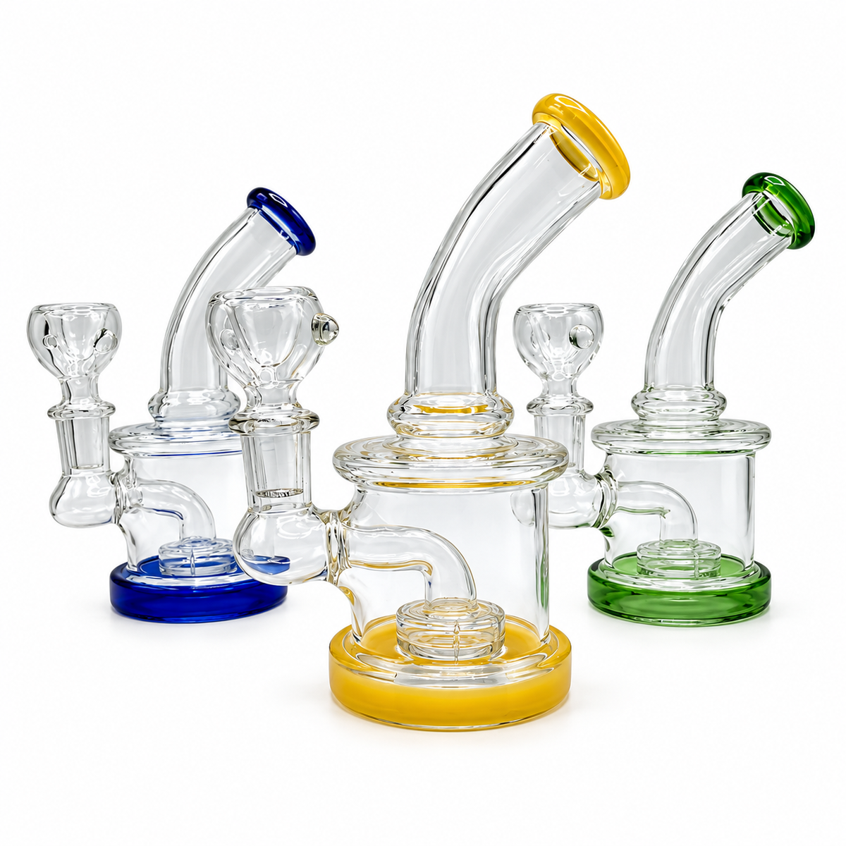 5" Glass on Glass Clear Donut Perc Water Pipe 112/MC