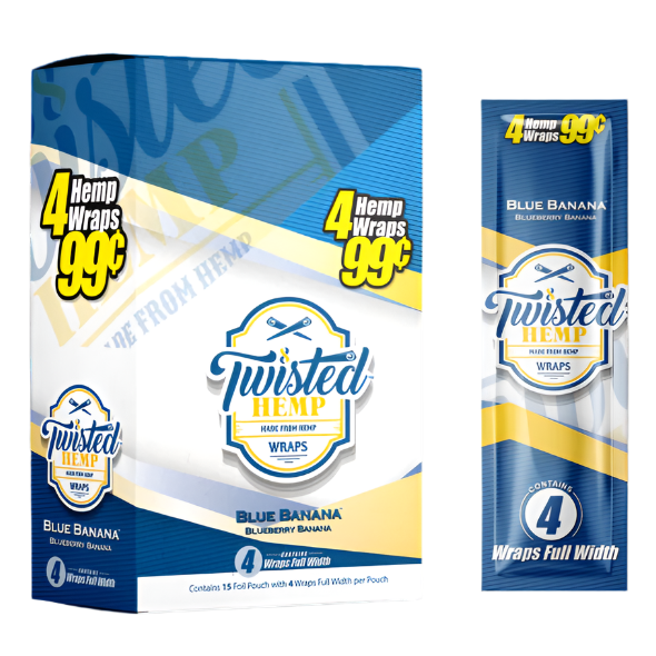 Twisted Hemp Wraps (4 Wraps per Pack / 15 Packs Per Display)