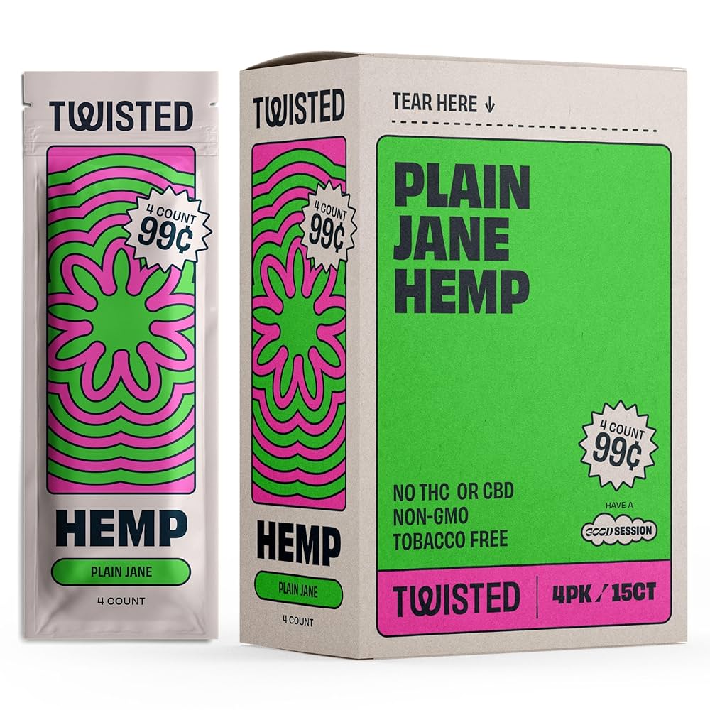 Twisted Hemp Wraps (4 Wraps per Pack / 15 Packs Per Display)