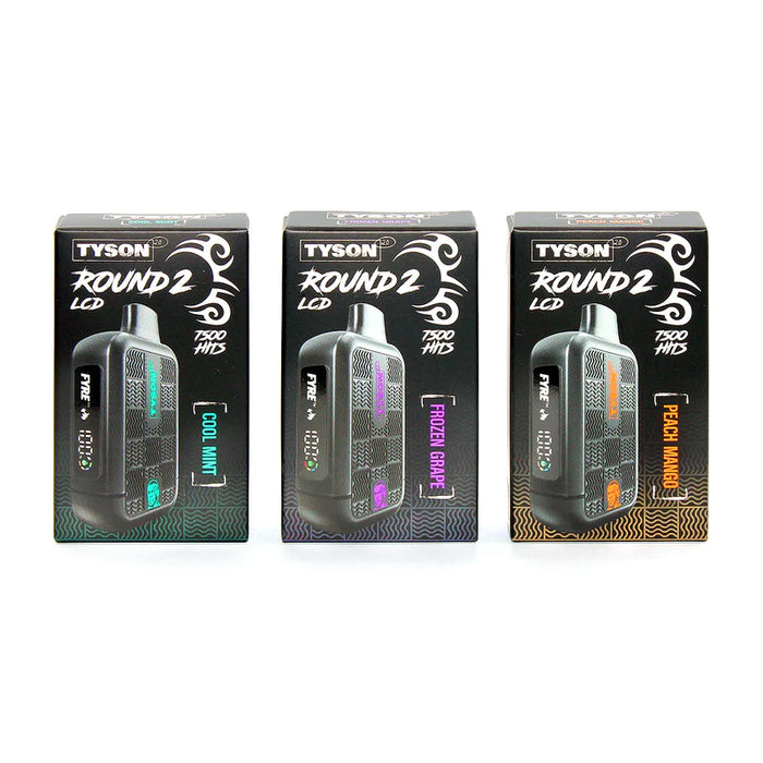 Tyson 2.0 Round 2 LED Screen 7500 Puffs Disposable Device (10 per Box)