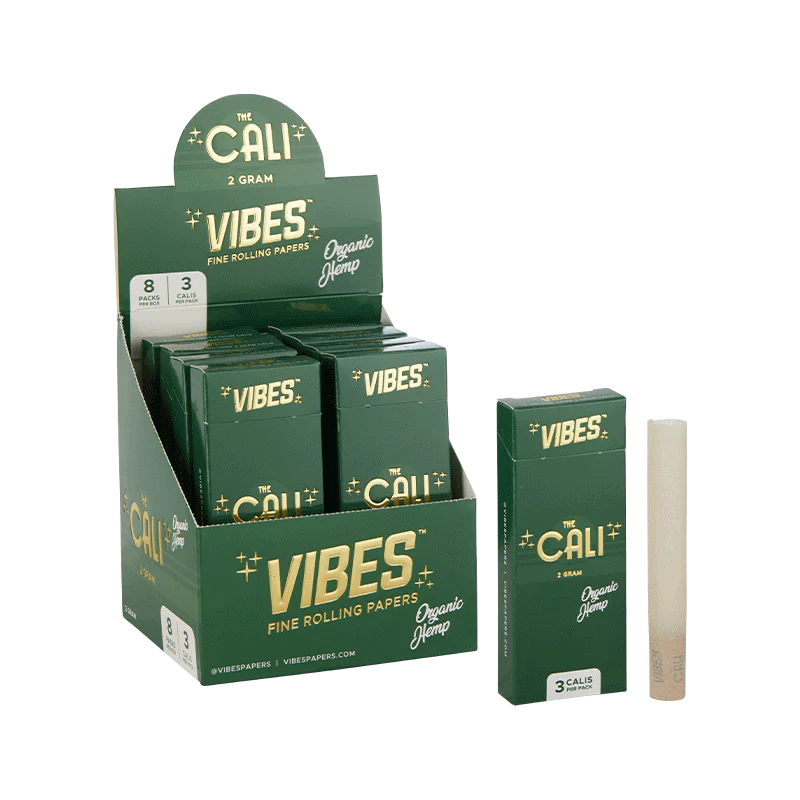 VIBES - The Cali 2 Gram Organic Hemp (8 Packs of 3 Rolls)