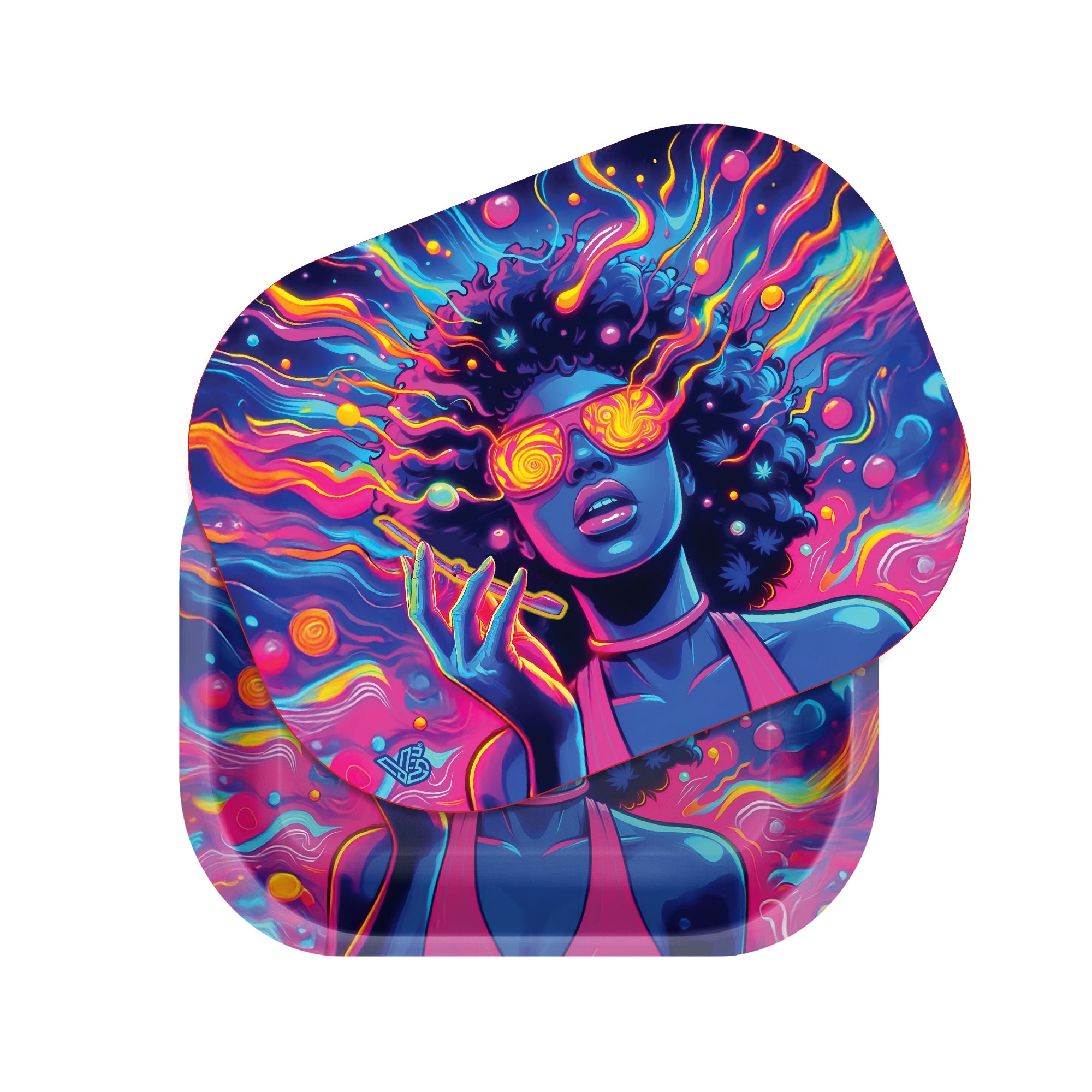 Roll N' Go 3D Small 7" x 5.5" Metal Rolling Tray w/ Cover